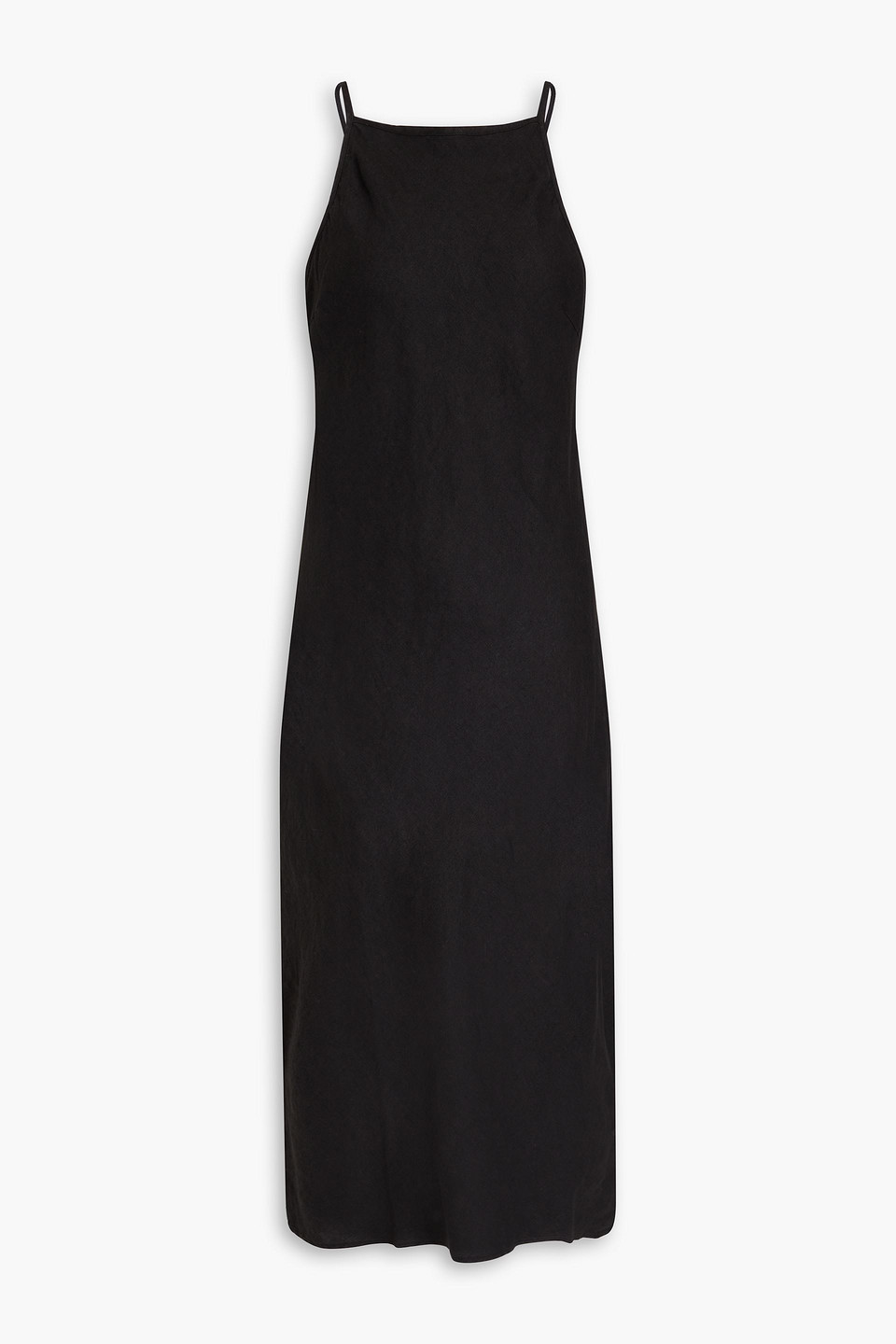 James Perse Linen Midi Dress In Black