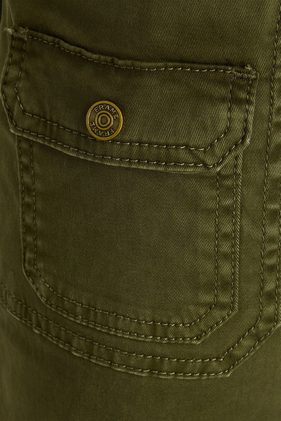 Frame Cropped Cotton-blend Twill Straight-leg Pants In Army Green