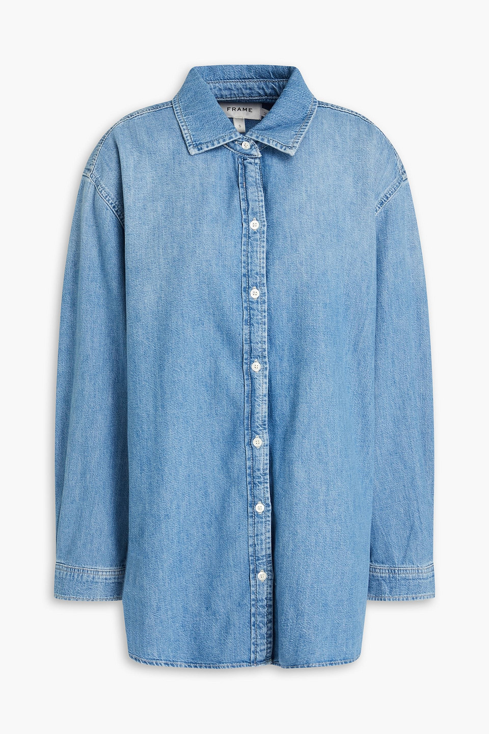 Frame The Beach Faded Denim Shirt In Mid Denim