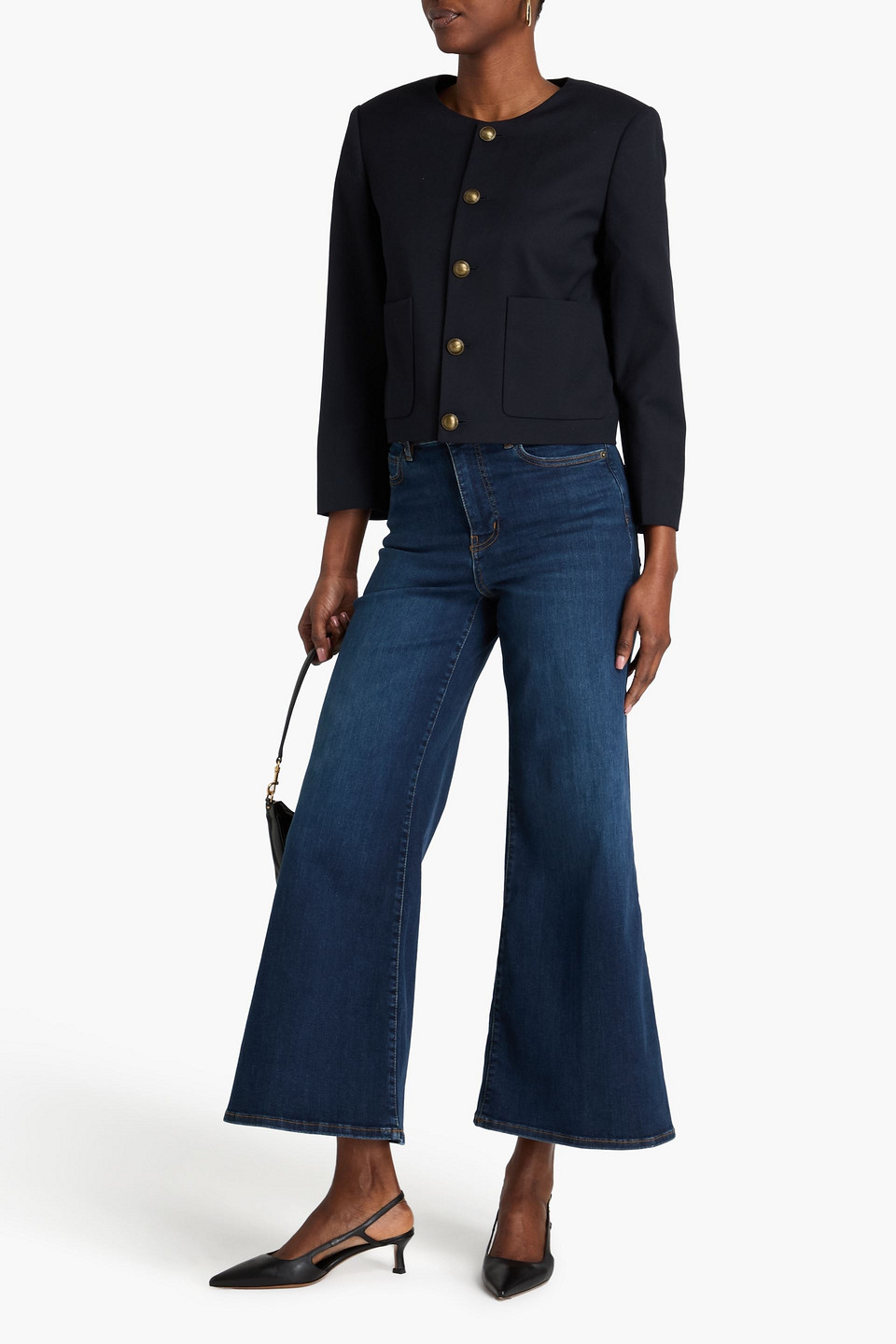 Frame Wool-blend Twill Jacket In Navy