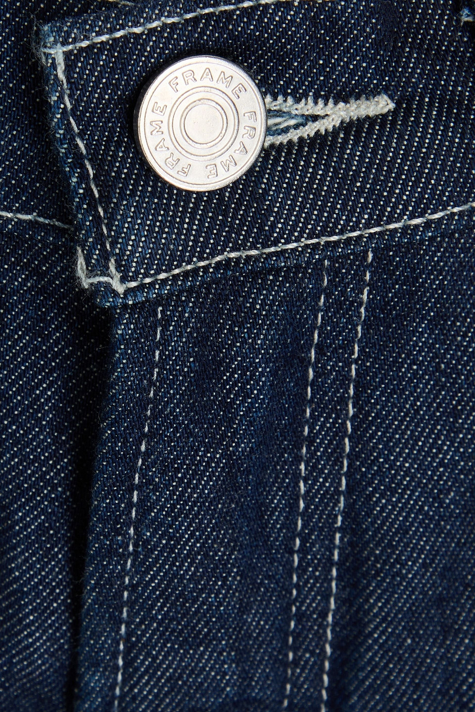 Shop Frame The Skater High-rise Wide-leg Jeans In Dark Denim