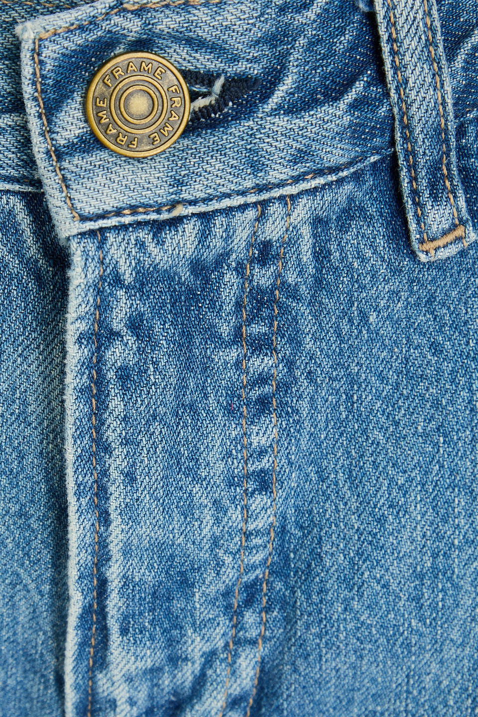 Shop Frame High-rise Wide-leg Jeans In Mid Denim