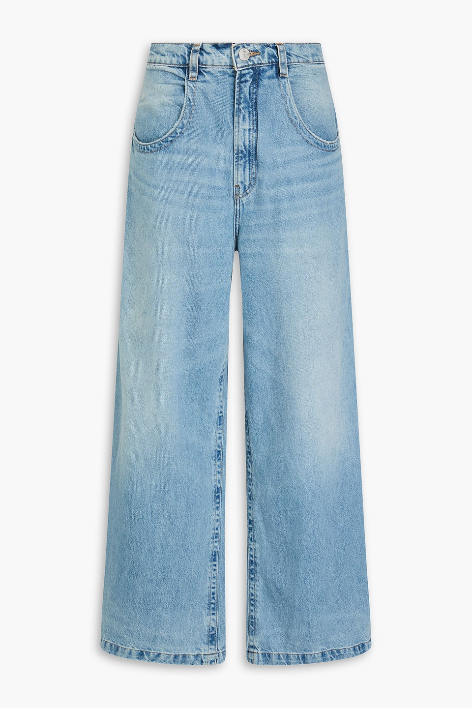 Frame Le Slim Palazzo Bardot Pocket Wide Leg Jeans In Light Denim