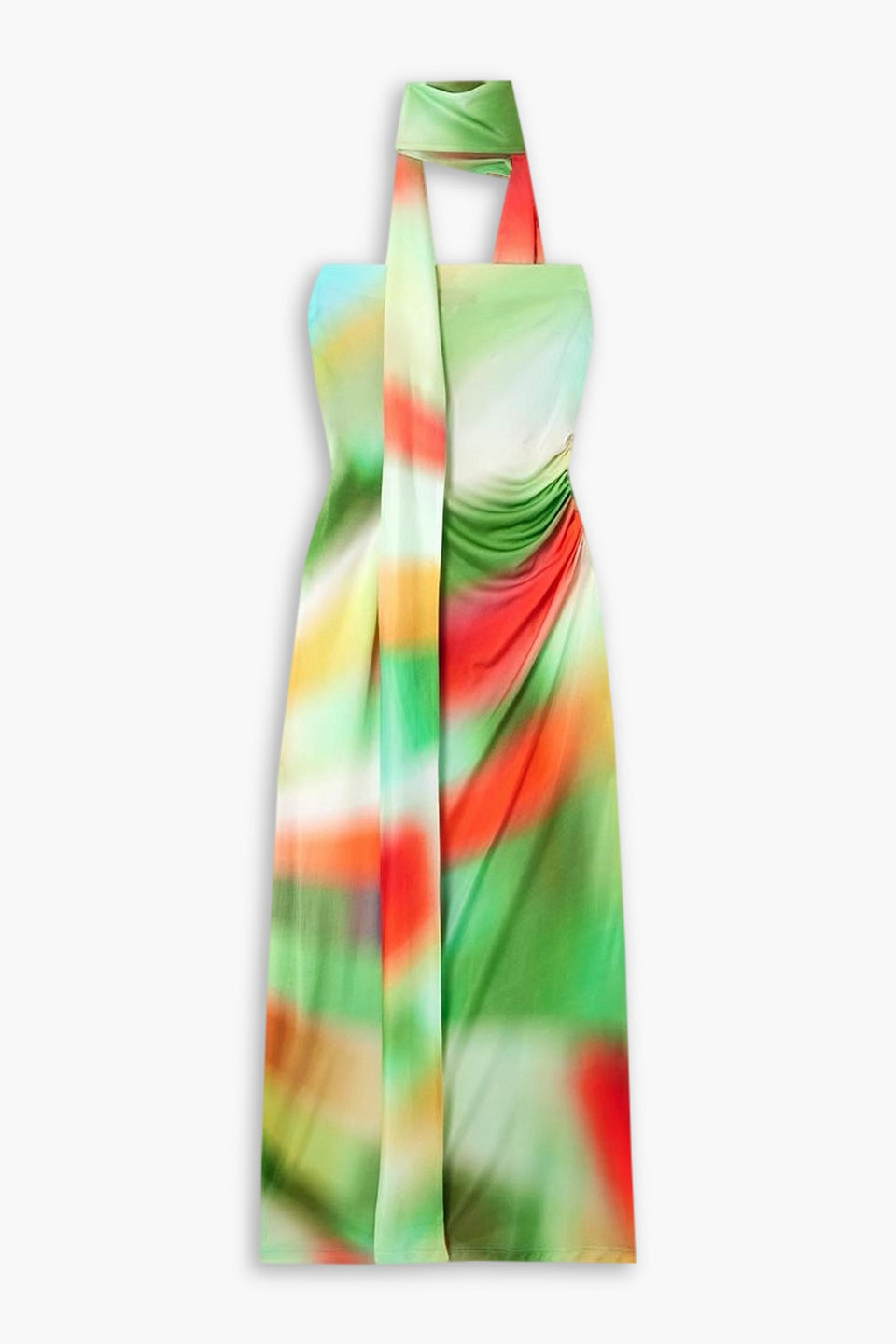 Siedres Misty Scarf-detailed Ruched Tie-dye Jersey Midi Dress In Multicolor