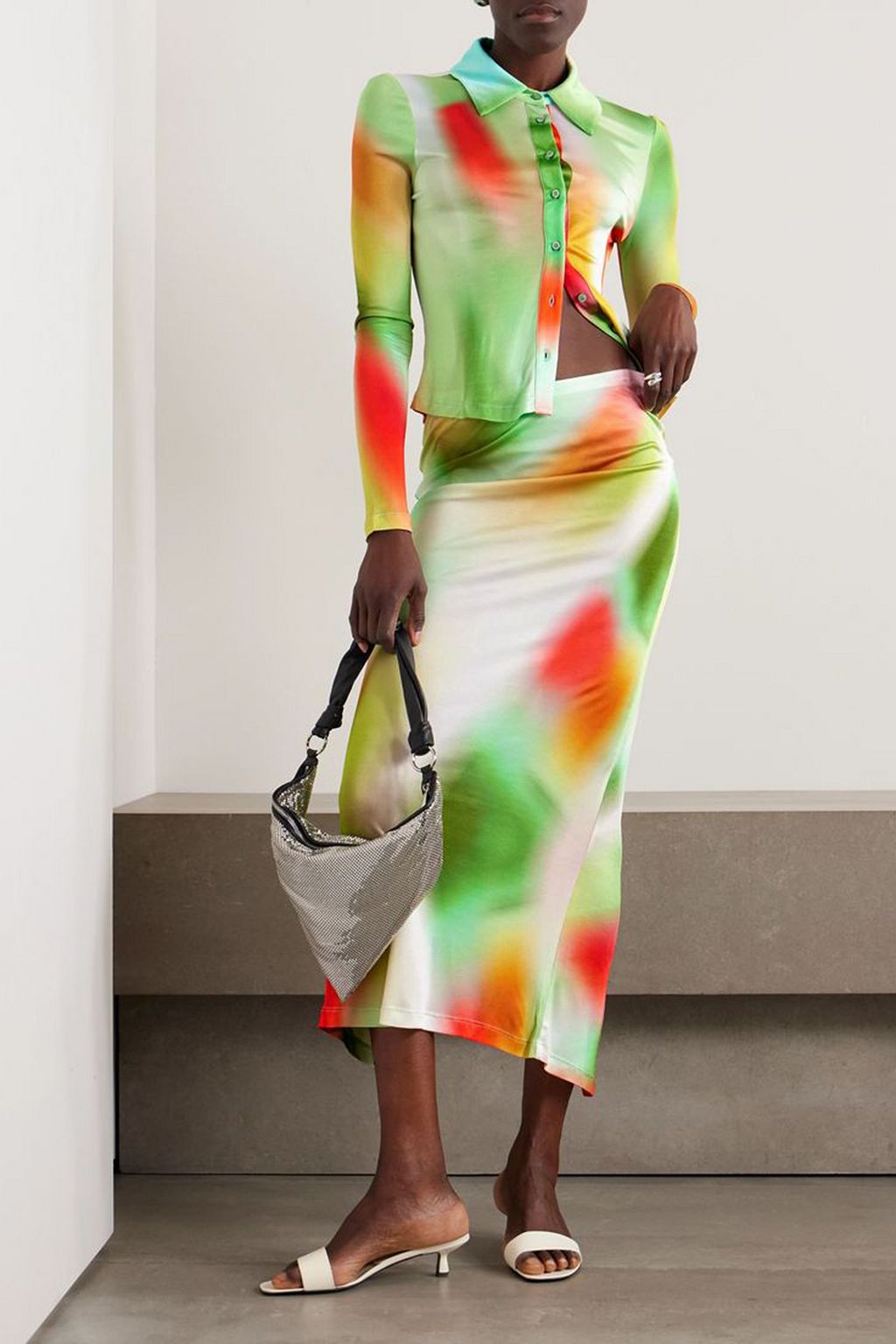 SIEDRÉS Lilt tie-dye jersey midi skirt