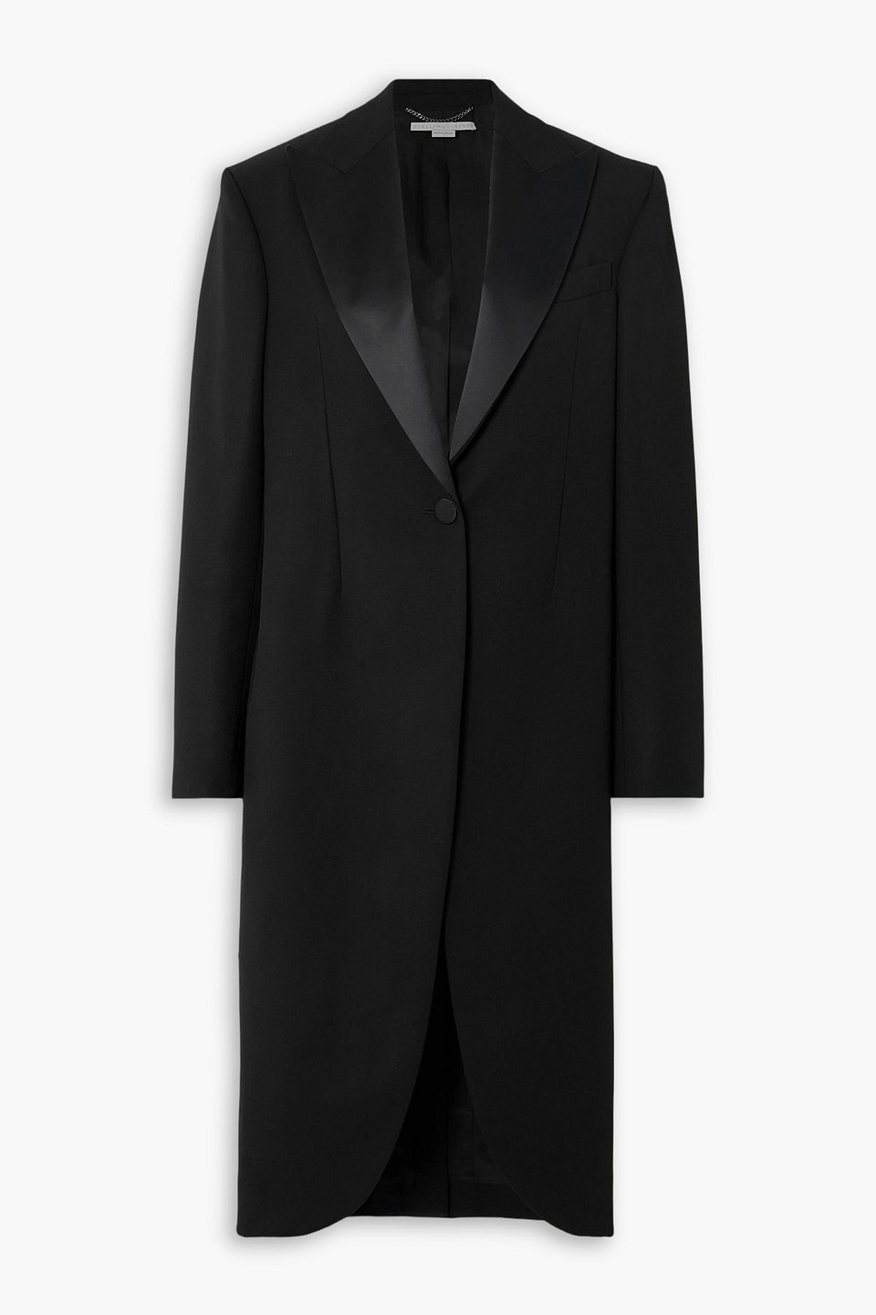 Stella Mccartney Satin-trimmed Wool-twill Coat In Black