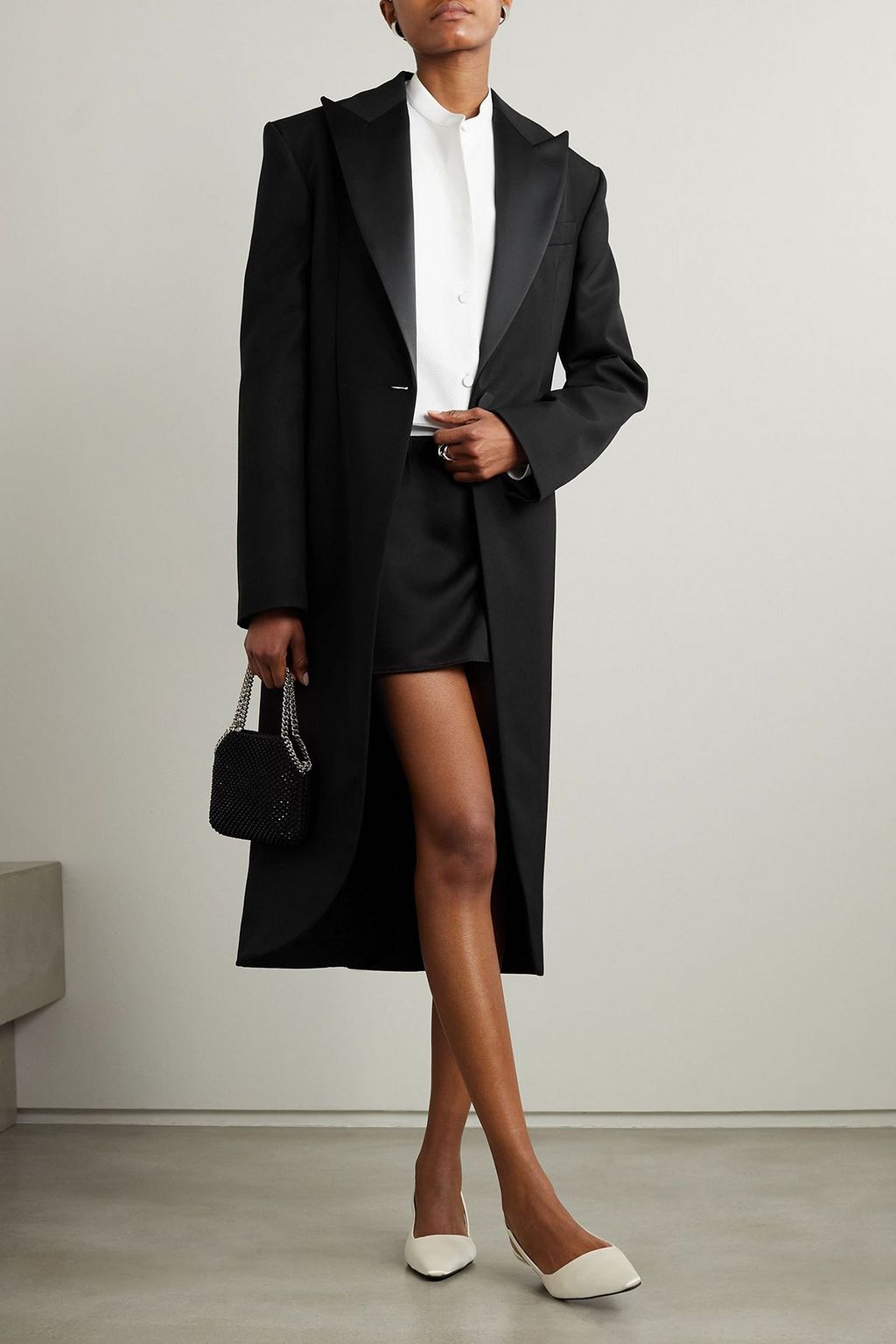 STELLA MCCARTNEY Satin-trimmed wool-twill coat