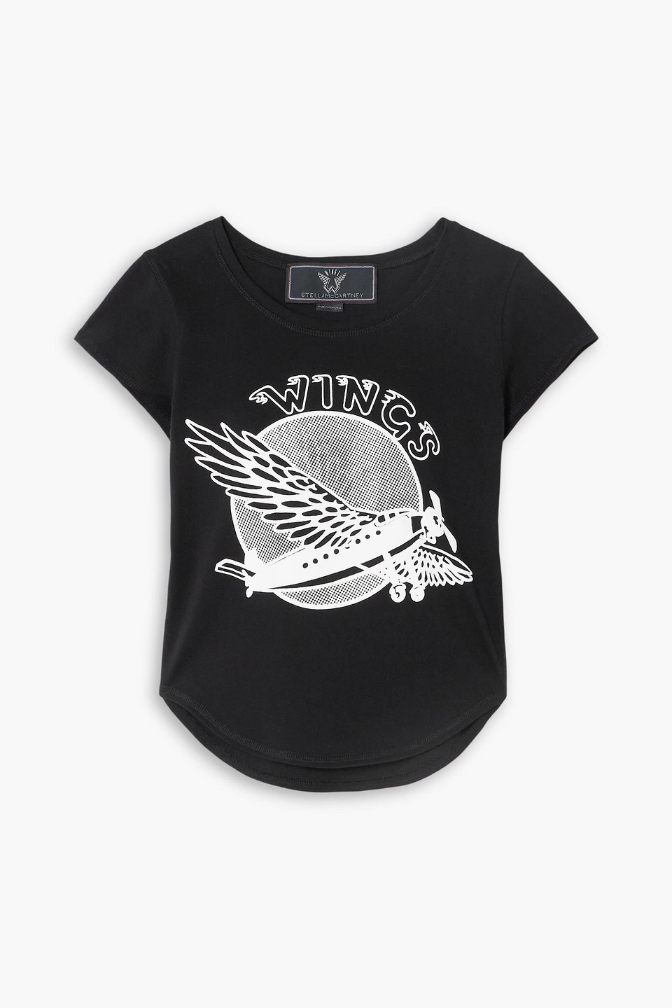 stella mccartney - cropped printed cotton-jersey t-shirt - black - xs
