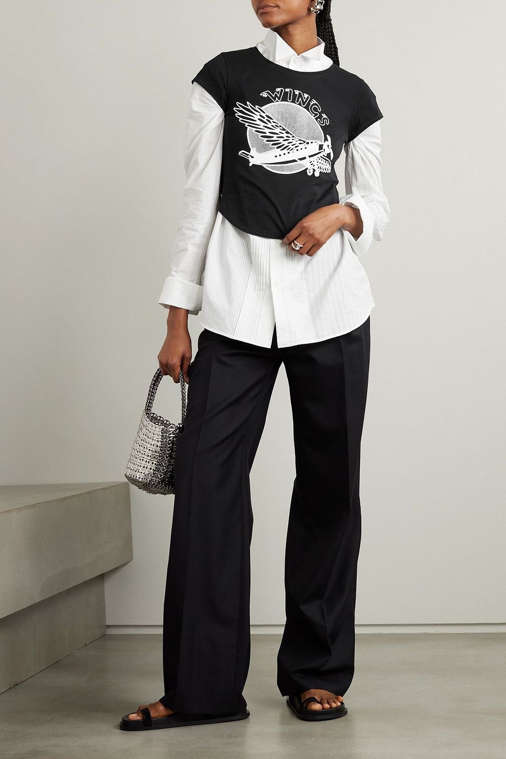 STELLA MCCARTNEY Cropped printed cotton-jersey T-shirt