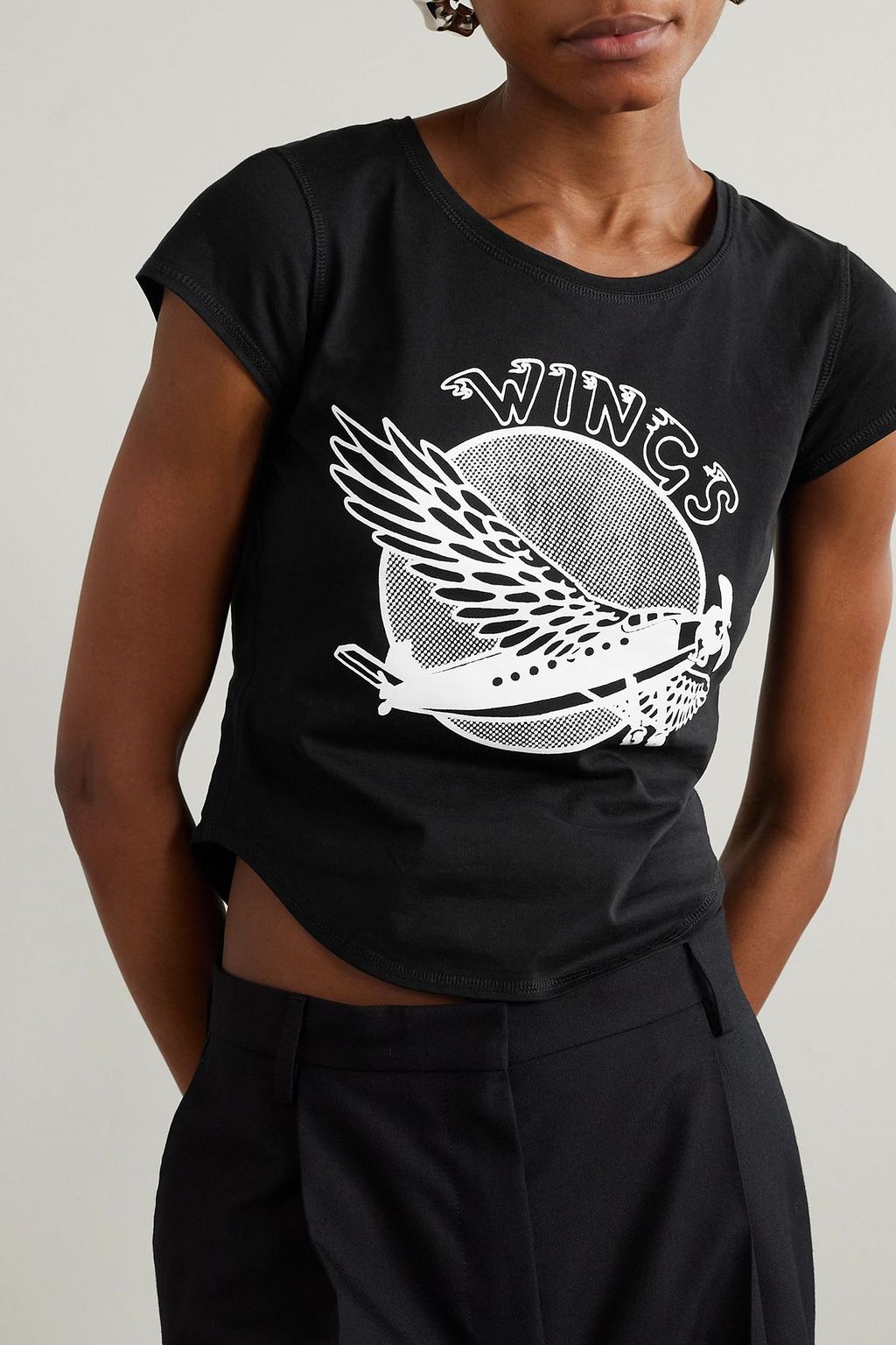 STELLA MCCARTNEY Cropped printed cotton-jersey T-shirt