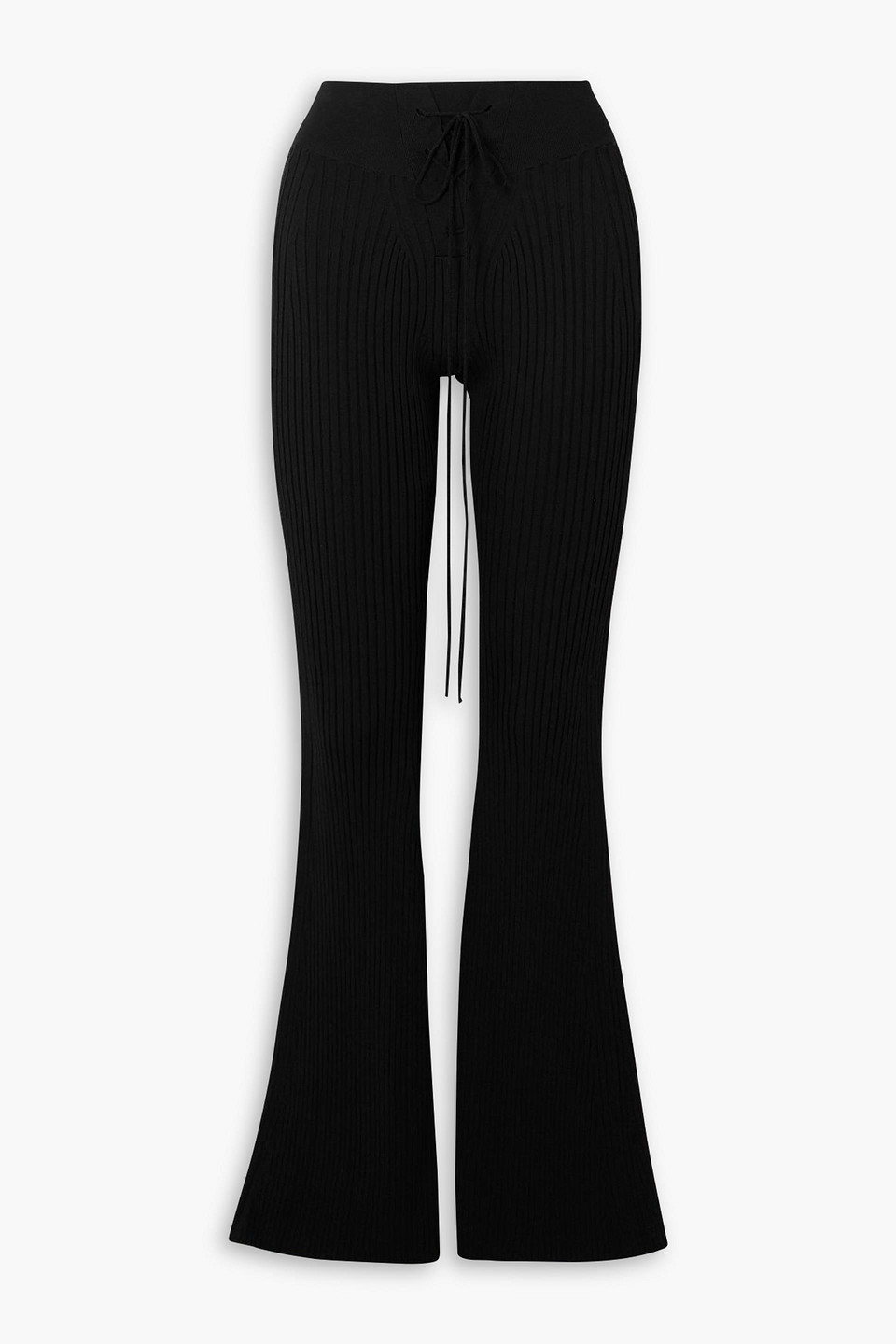 Stella Mccartney Ribbed-knit Flared Pants In Black