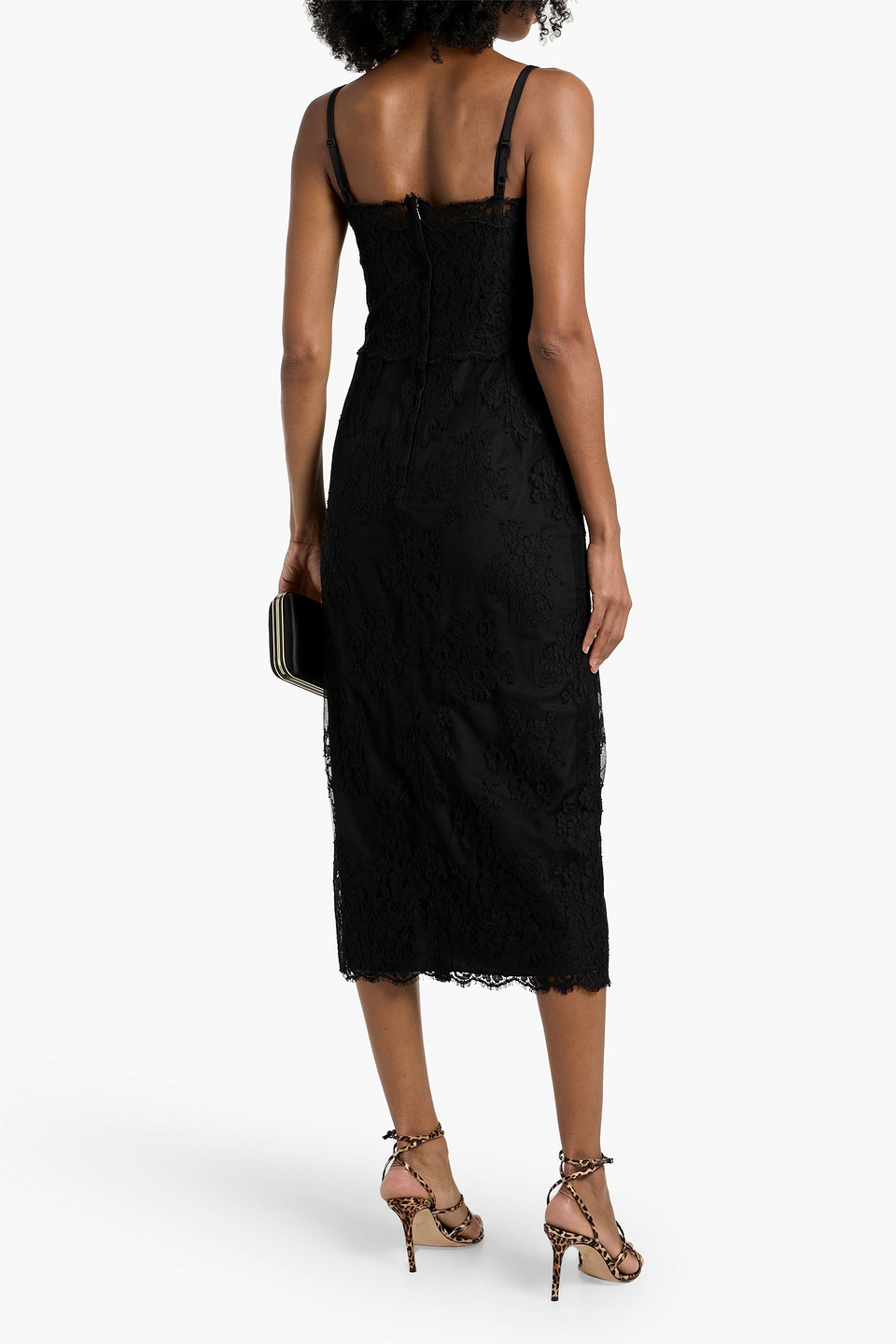 Dolce & Gabbana Cotton-blend Lace Midi Dress In Black