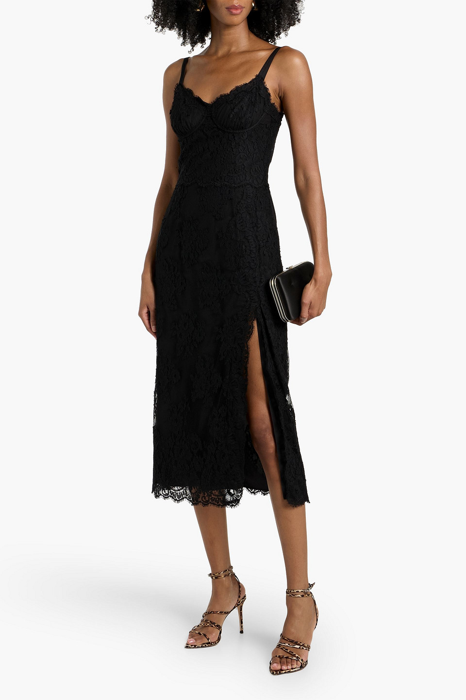 Dolce & Gabbana Cotton-blend Lace Midi Dress In Black