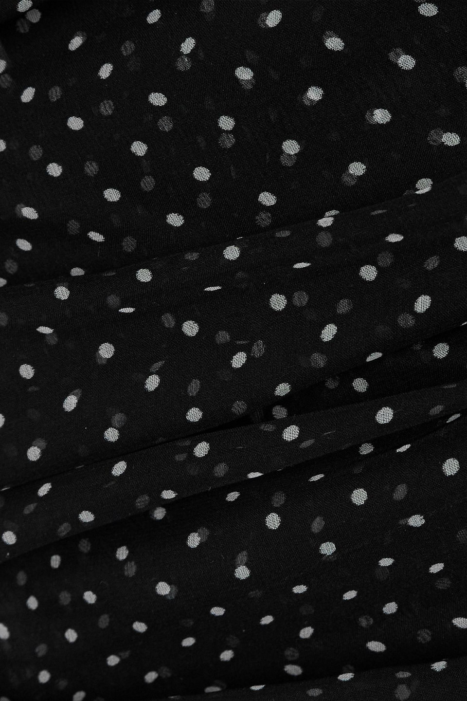 Dolce & Gabbana Ruched Cropped Polka-dot Silk-chiffon Top In Black