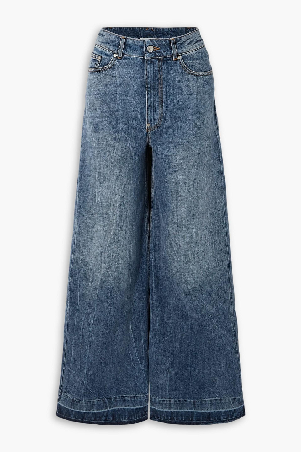 stella mccartney - frayed high-rise wide-leg jeans - blue - 24