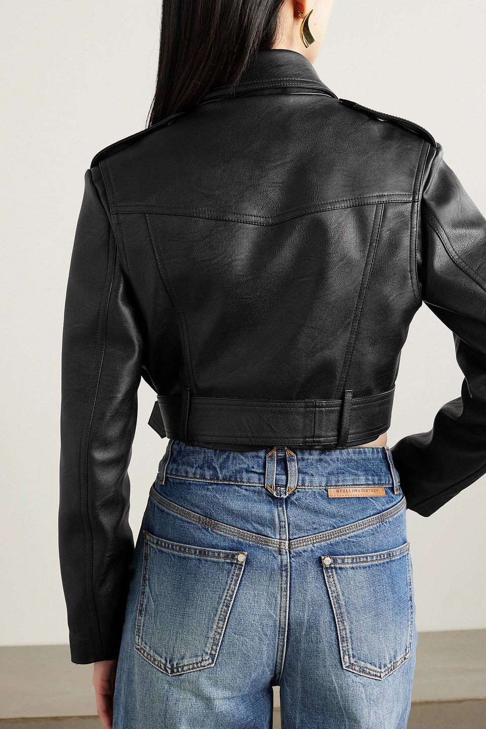 Stella Mccartney Cropped Biker Jacket In Black
