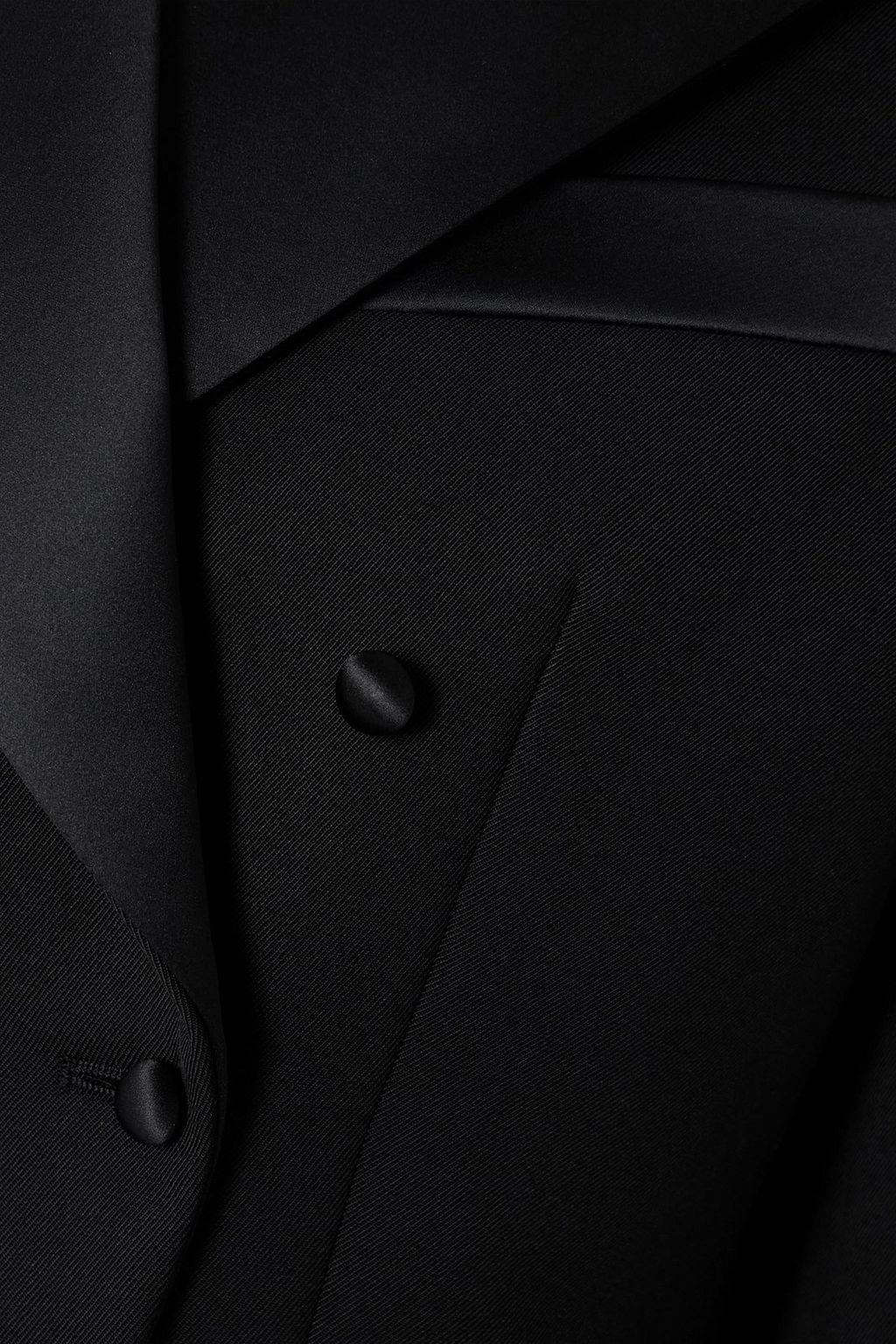 STELLA MCCARTNEY Double-breasted cropped satin-trimmed wool blazer