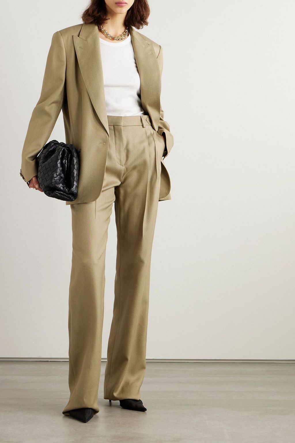 STELLA MCCARTNEY Pleated woven straight-leg pants