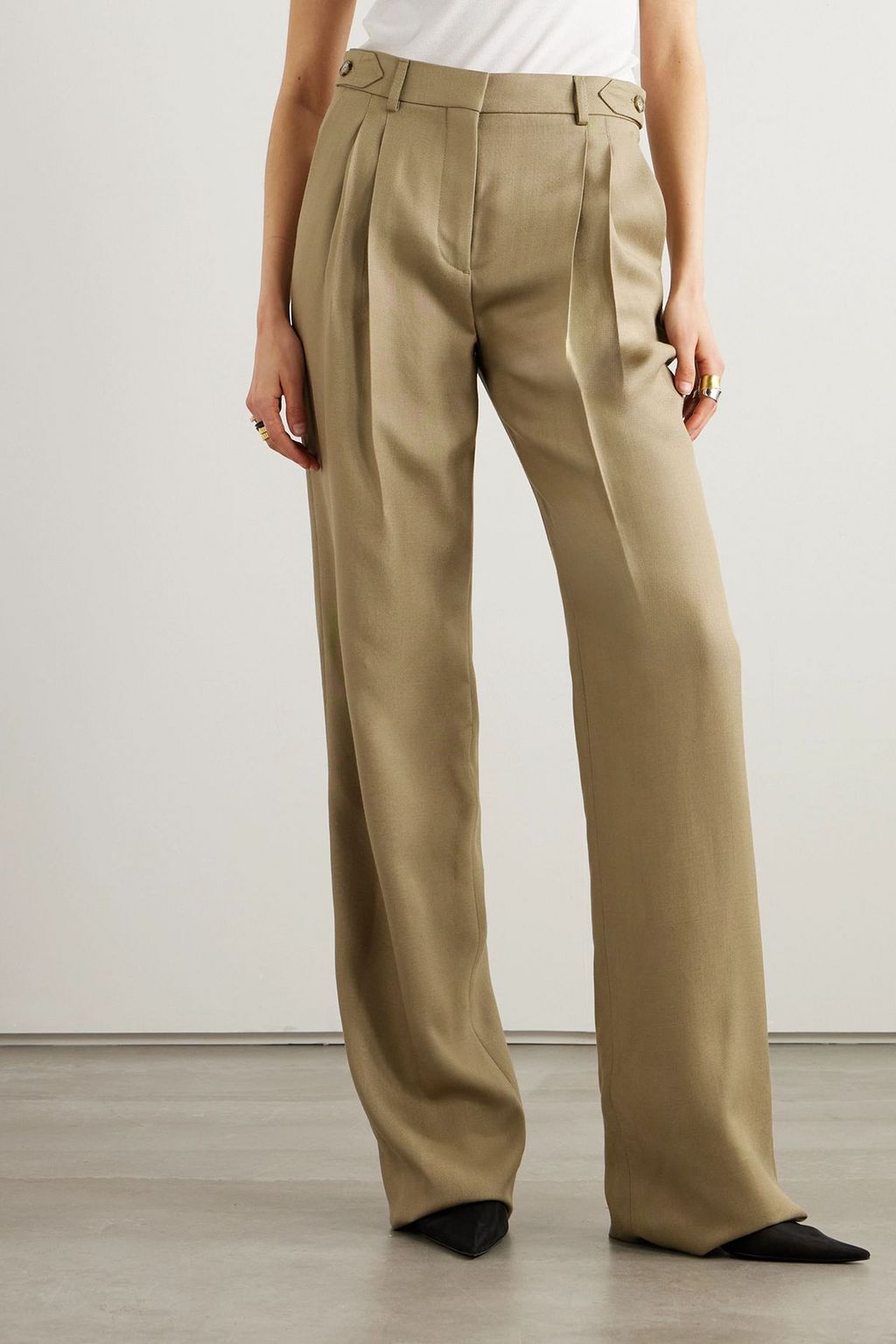 STELLA MCCARTNEY Pleated woven straight-leg pants