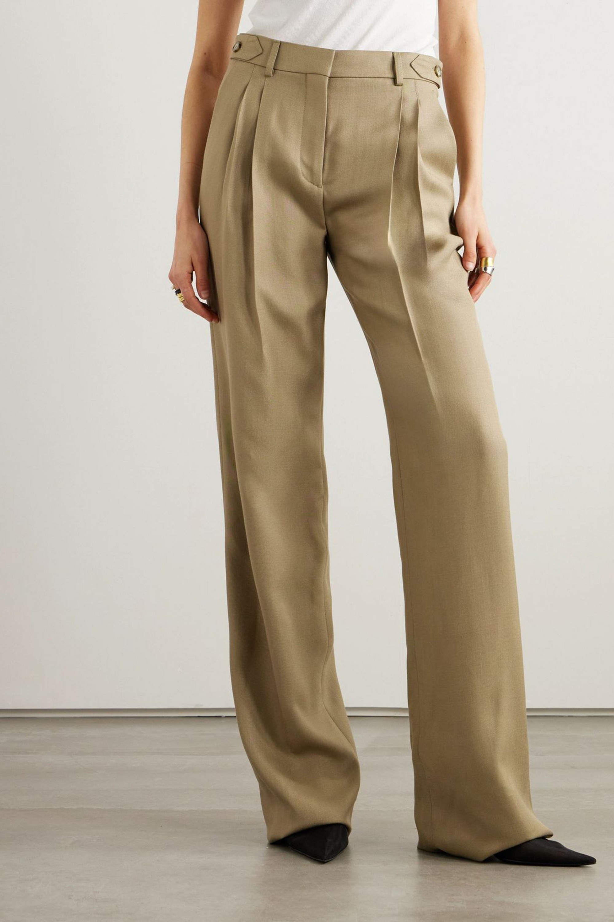 Stella McCartney Pleated woven straight-leg pants