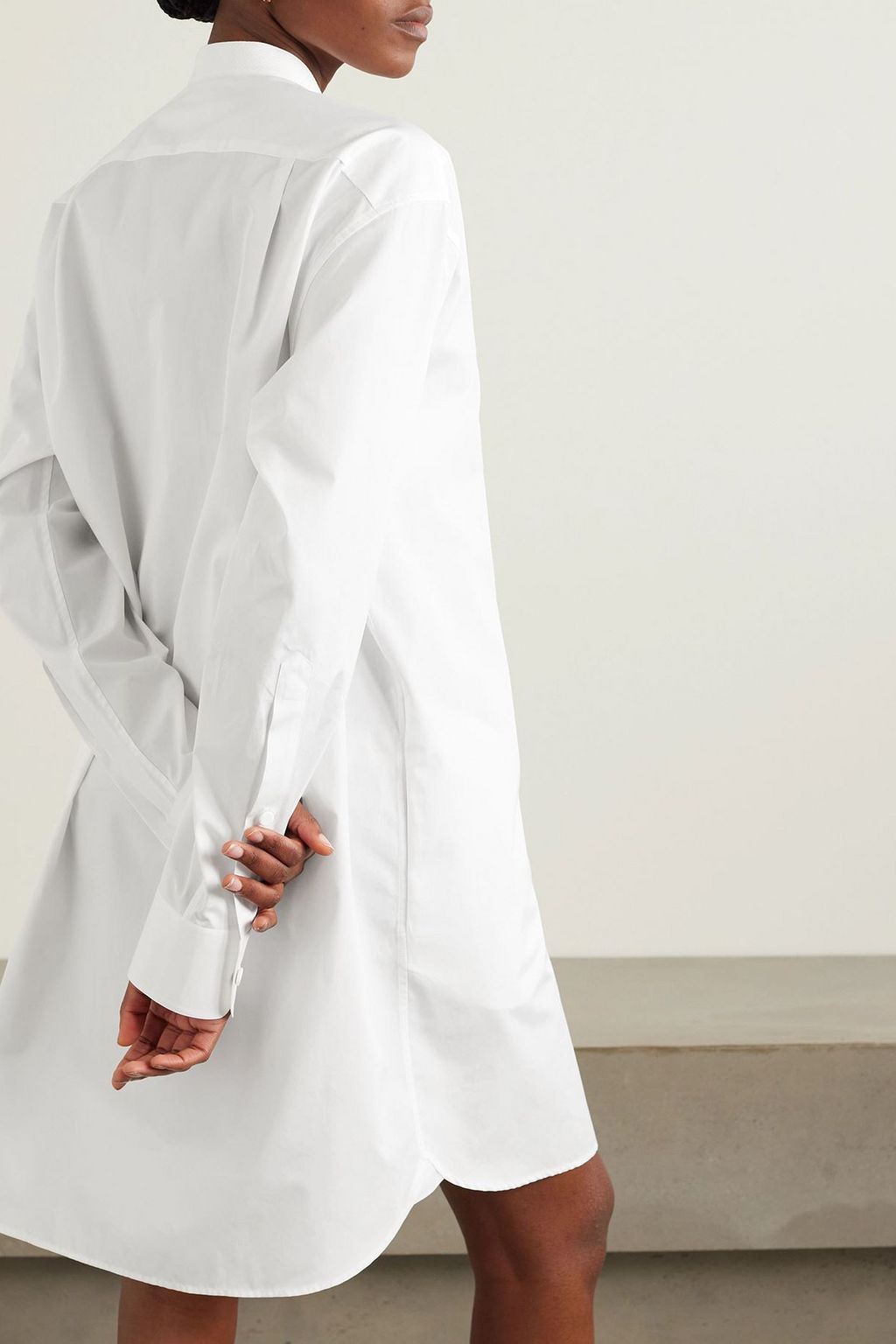 STELLA MCCARTNEY Piqué-trimmed cotton-poplin mini shirt dress