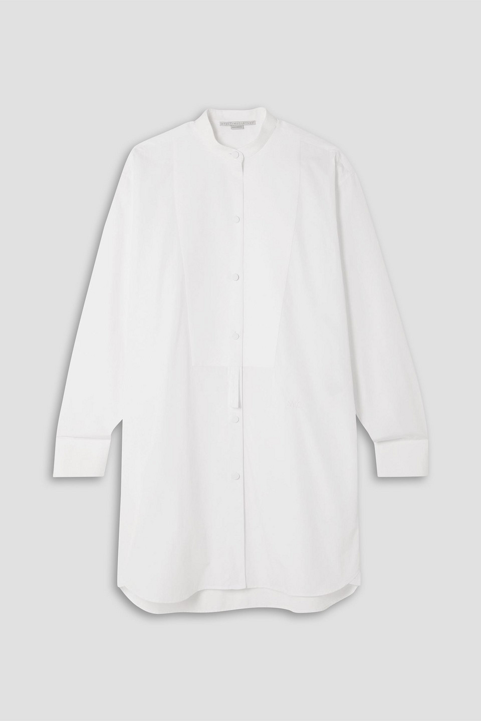stella mccartney - piqué-trimmed cotton-poplin mini shirt dress - white - it 38