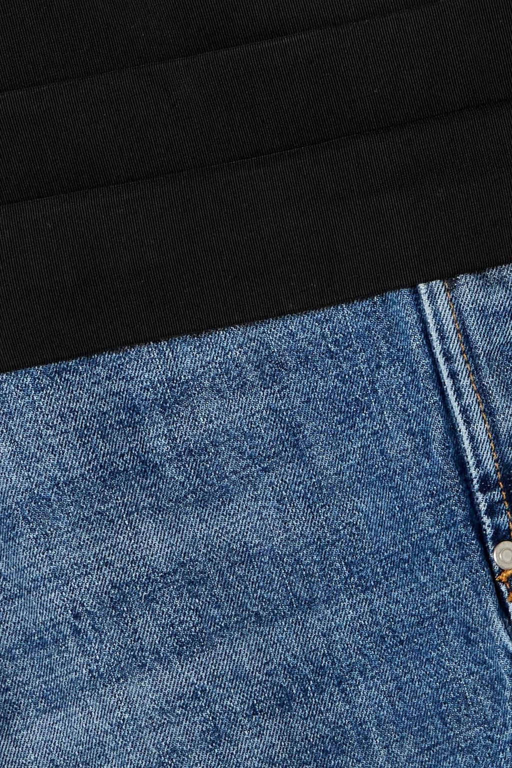 STELLA MCCARTNEY Pleated faille-paneled denim maxi skirt