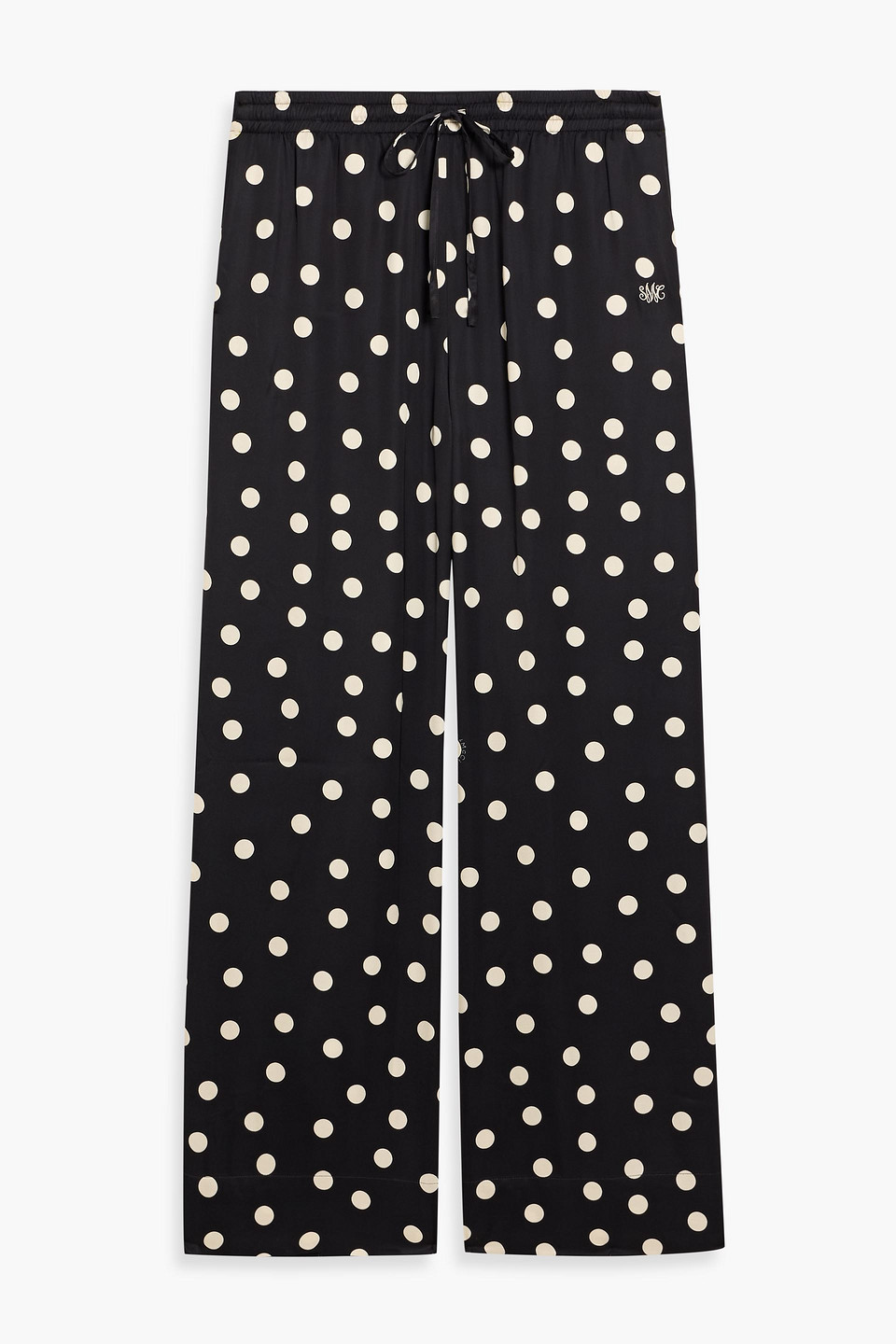 Stella Mccartney Polka-dot Satin Straight-leg Pants In Black