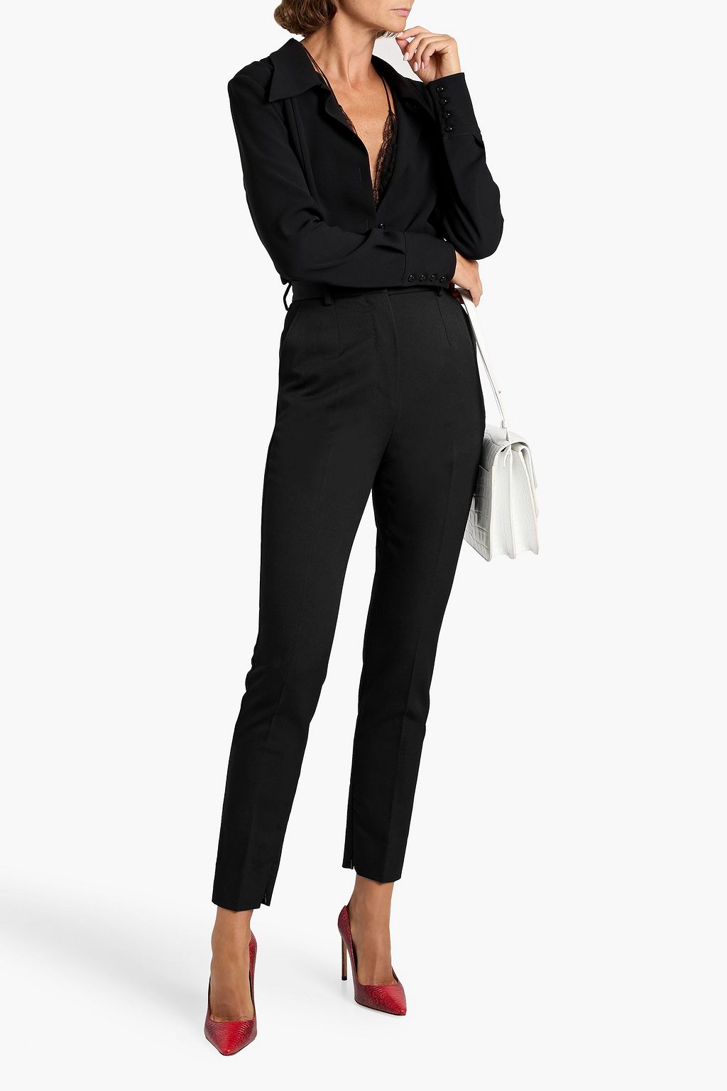 DOLCE&GABBANA Wool-blend twill slim-leg pants