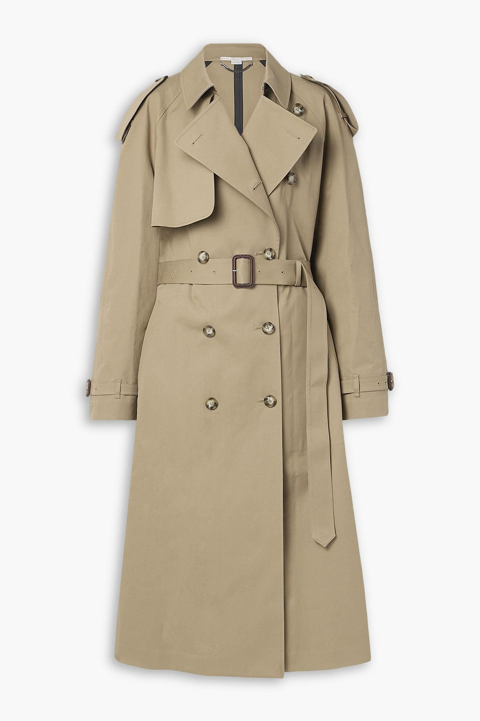 Stella Mccartney Belted Double-breasted Cotton-gabardine Trench Coat In Neutral