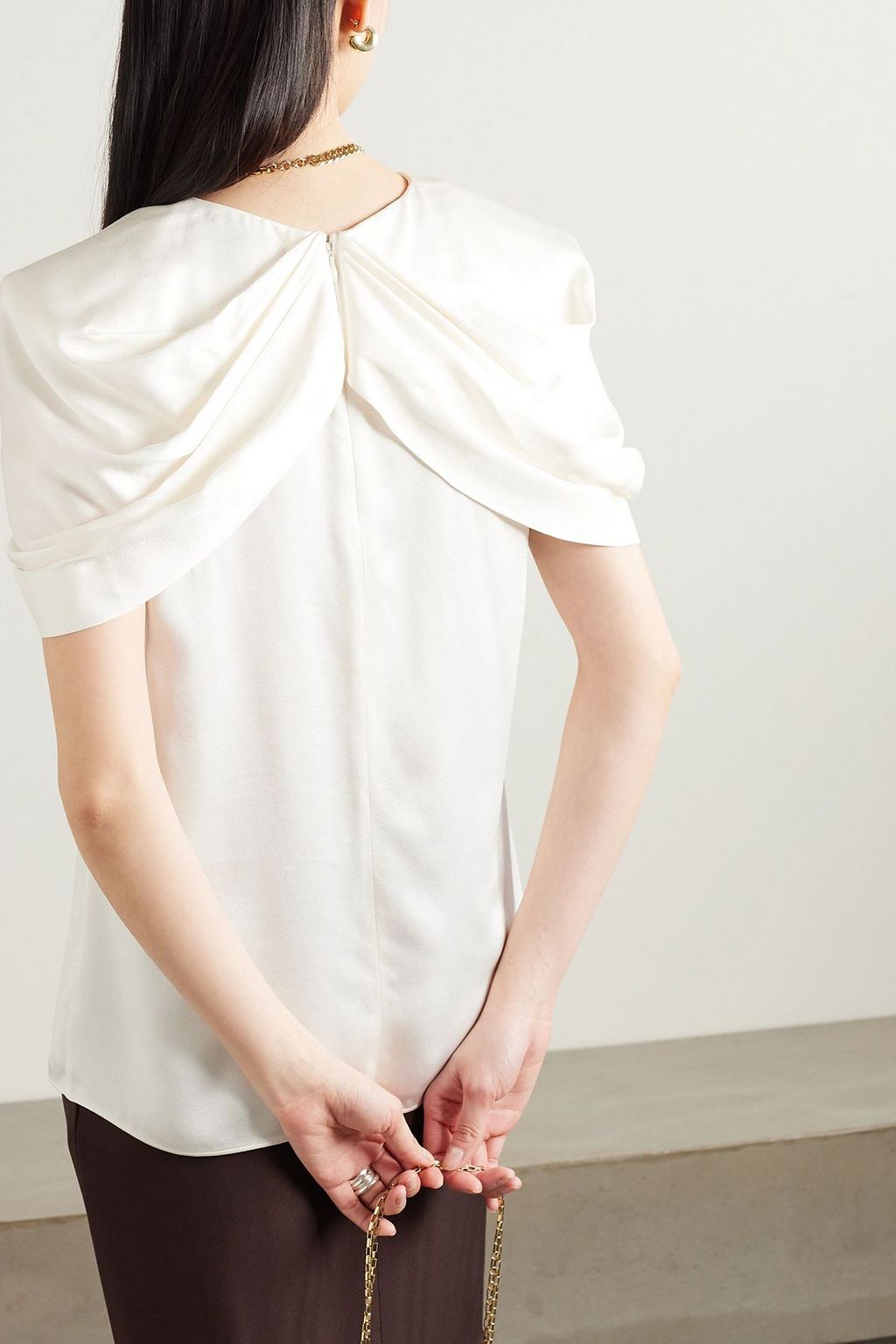 STELLA MCCARTNEY Asymmetric cape-effect draped satin blouse