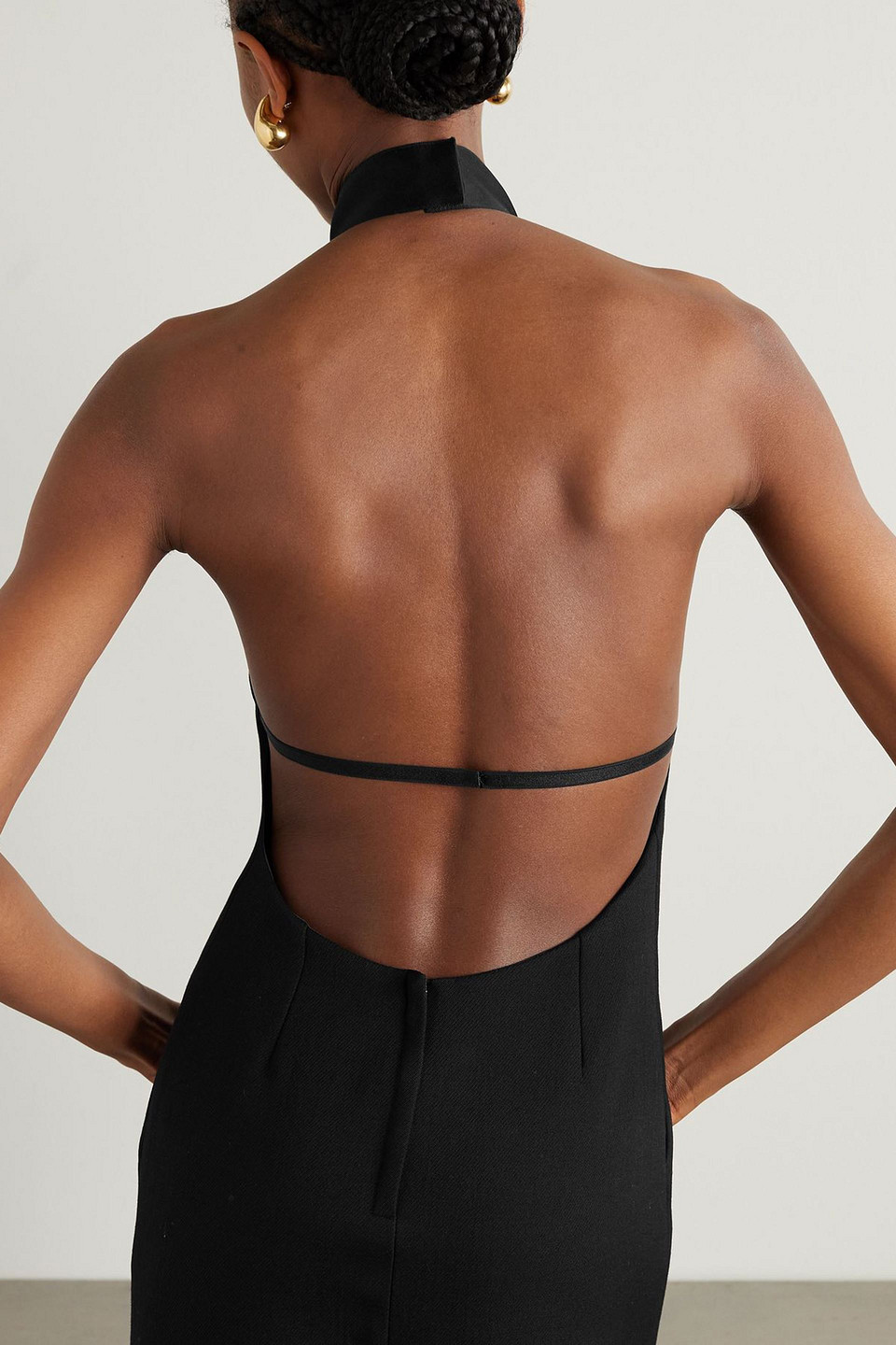 Dolce & Gabbana Appliquéd Wool-crepe Halterneck Mini Dress In Black