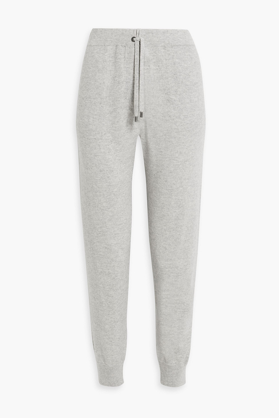 Brunello Cucinelli Bead-embellished Cashmere Track Pants In Light Gray