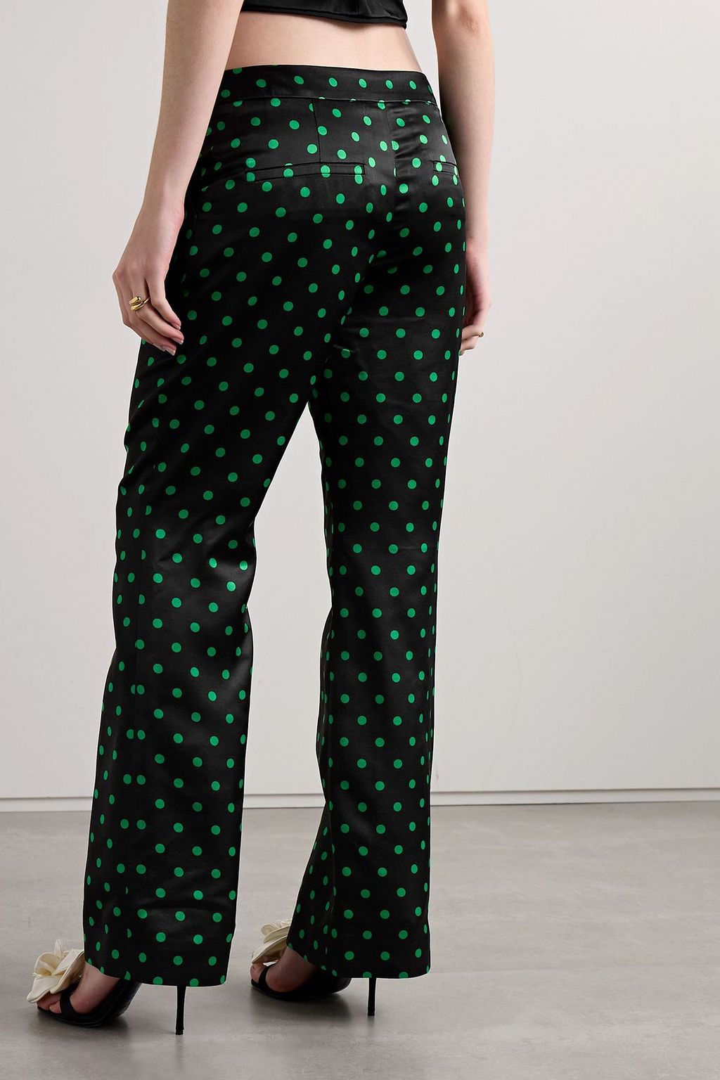 BALMAIN Polka-dot duchesse-satin flared pants