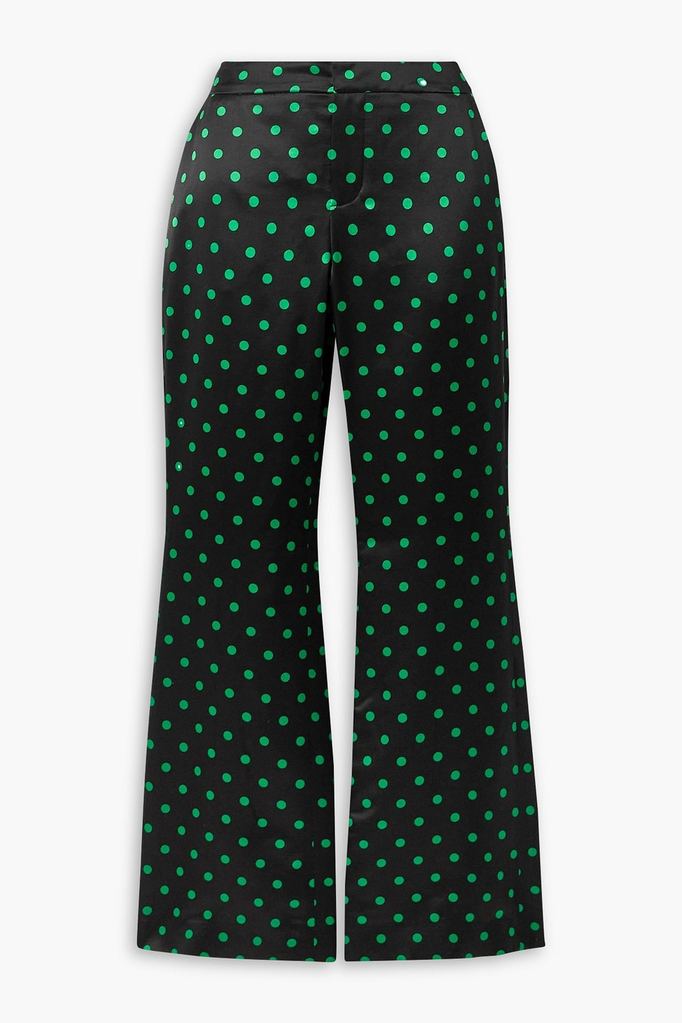 Balmain Polka-dot Duchesse-satin Flared Pants In Black