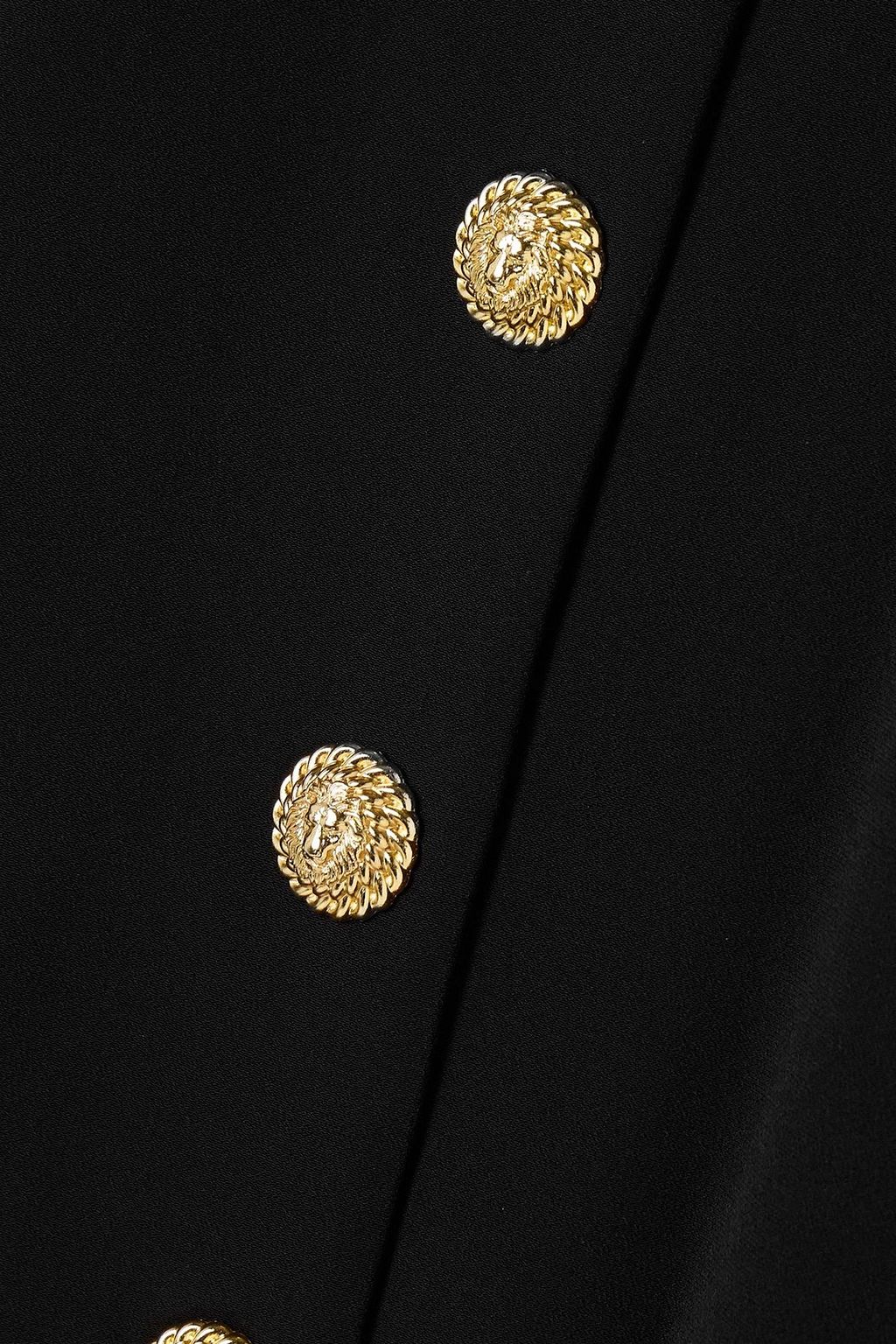 BALMAIN Button-embellished pleated crepe mini skirt