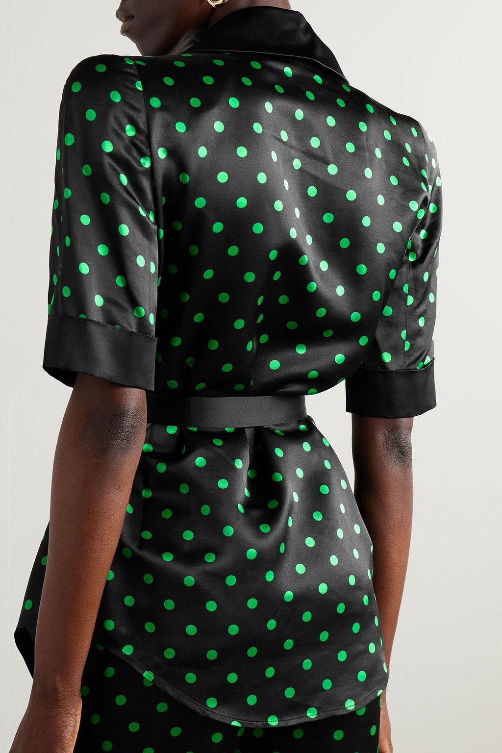 BALMAIN Belted polka-dot satin shirt