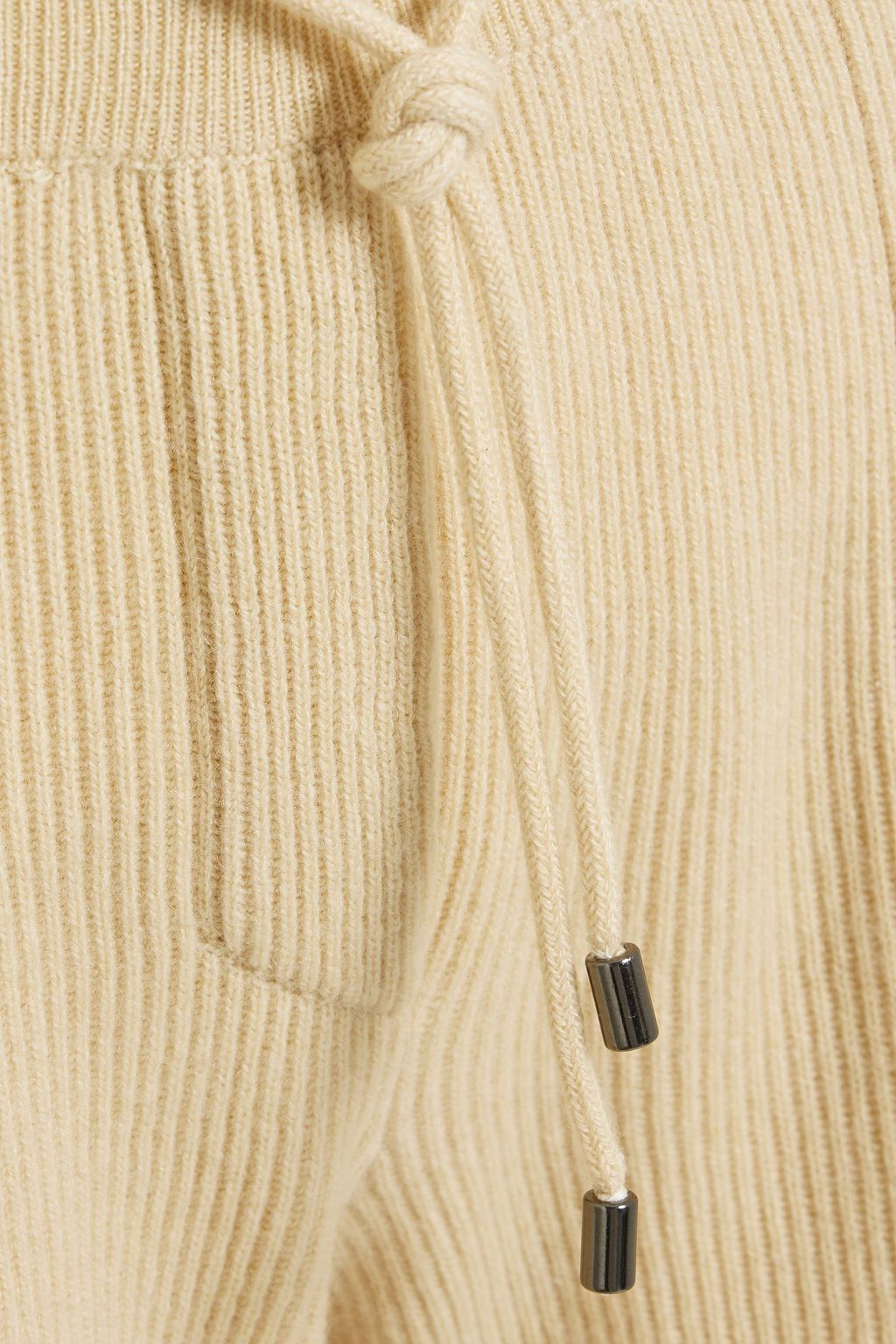 BRUNELLO CUCINELLI Bead-embellished ribbed cashmere track pants