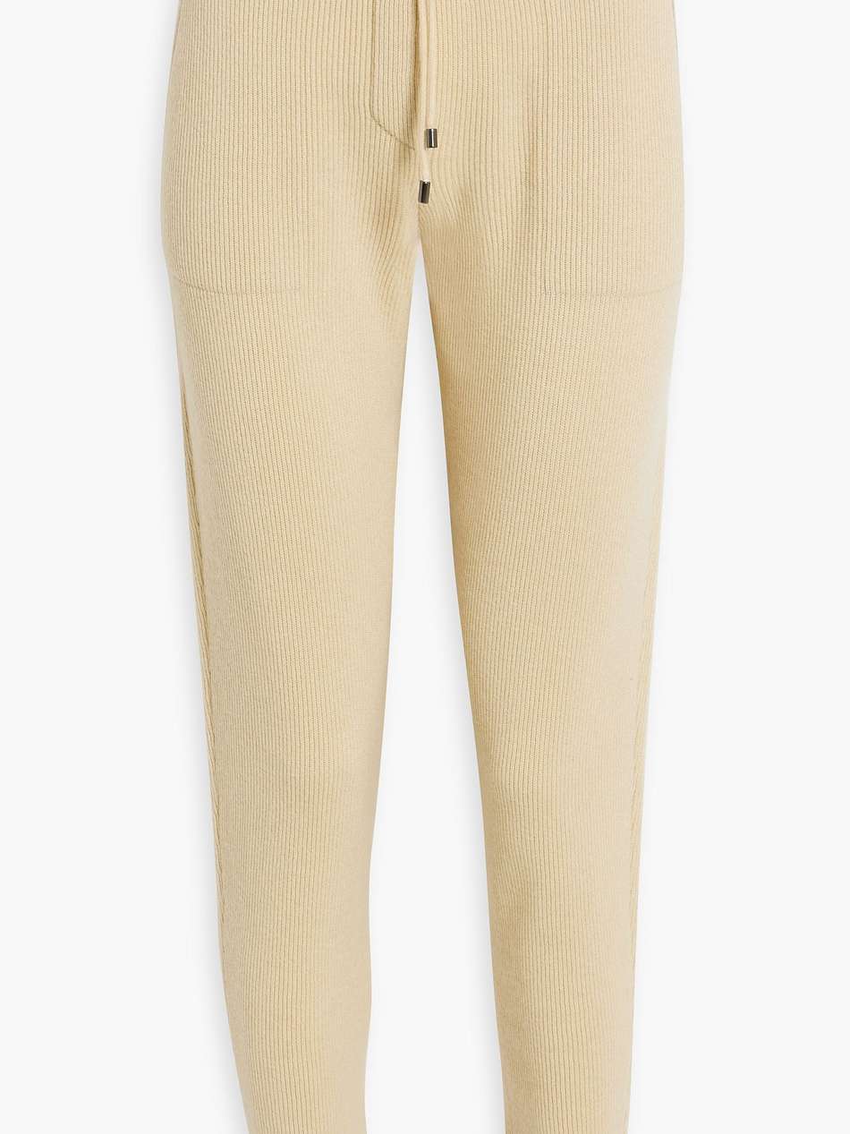 bead-embellished ribbed cashmere track pants