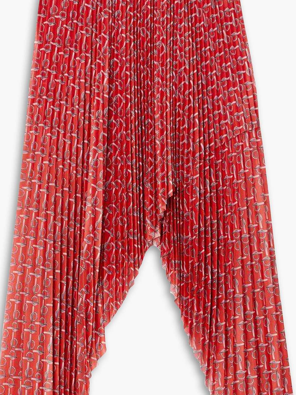 asymmetric printed plissé-twill skirt