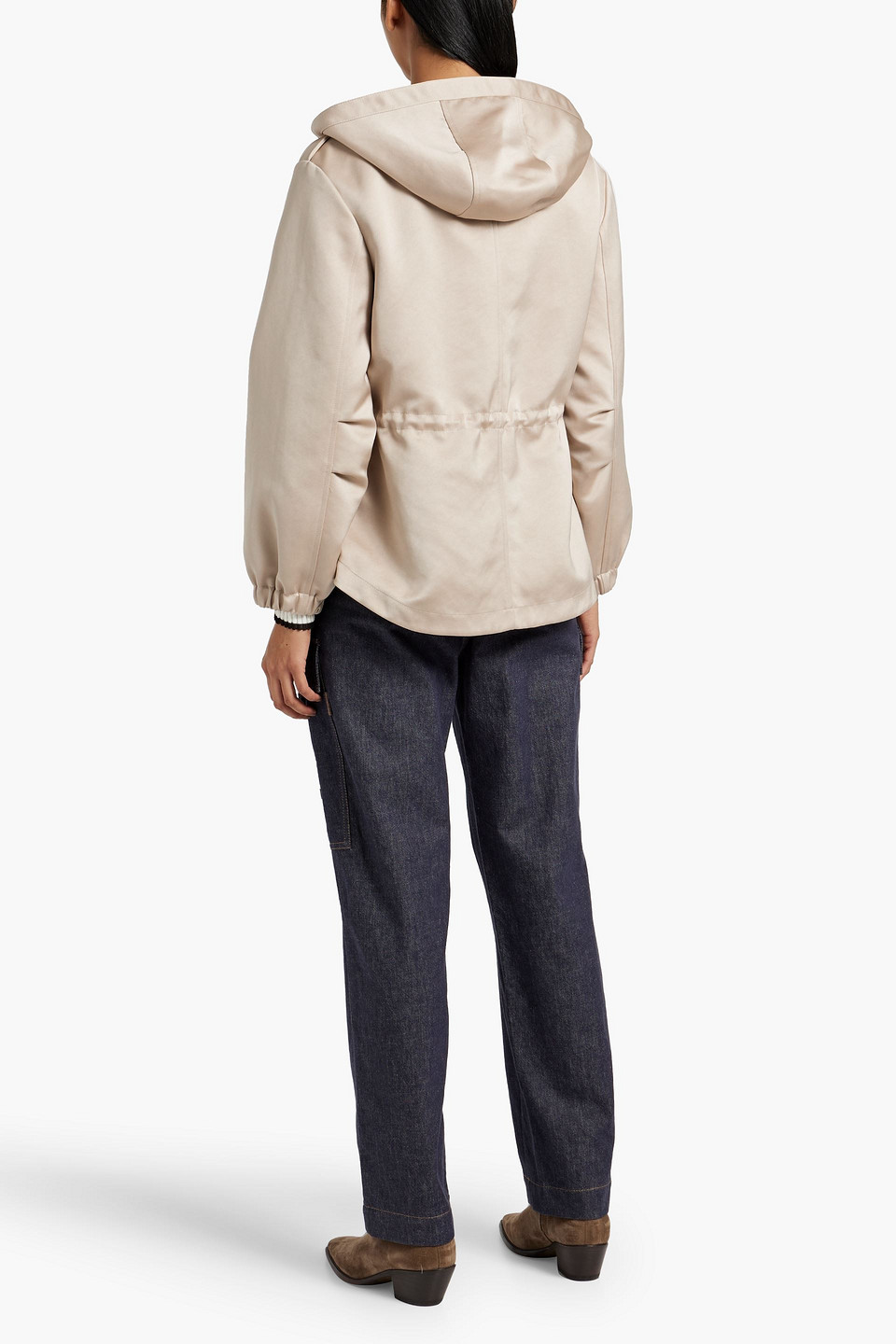 Shop Brunello Cucinelli Shell Hooded Jacket In Beige