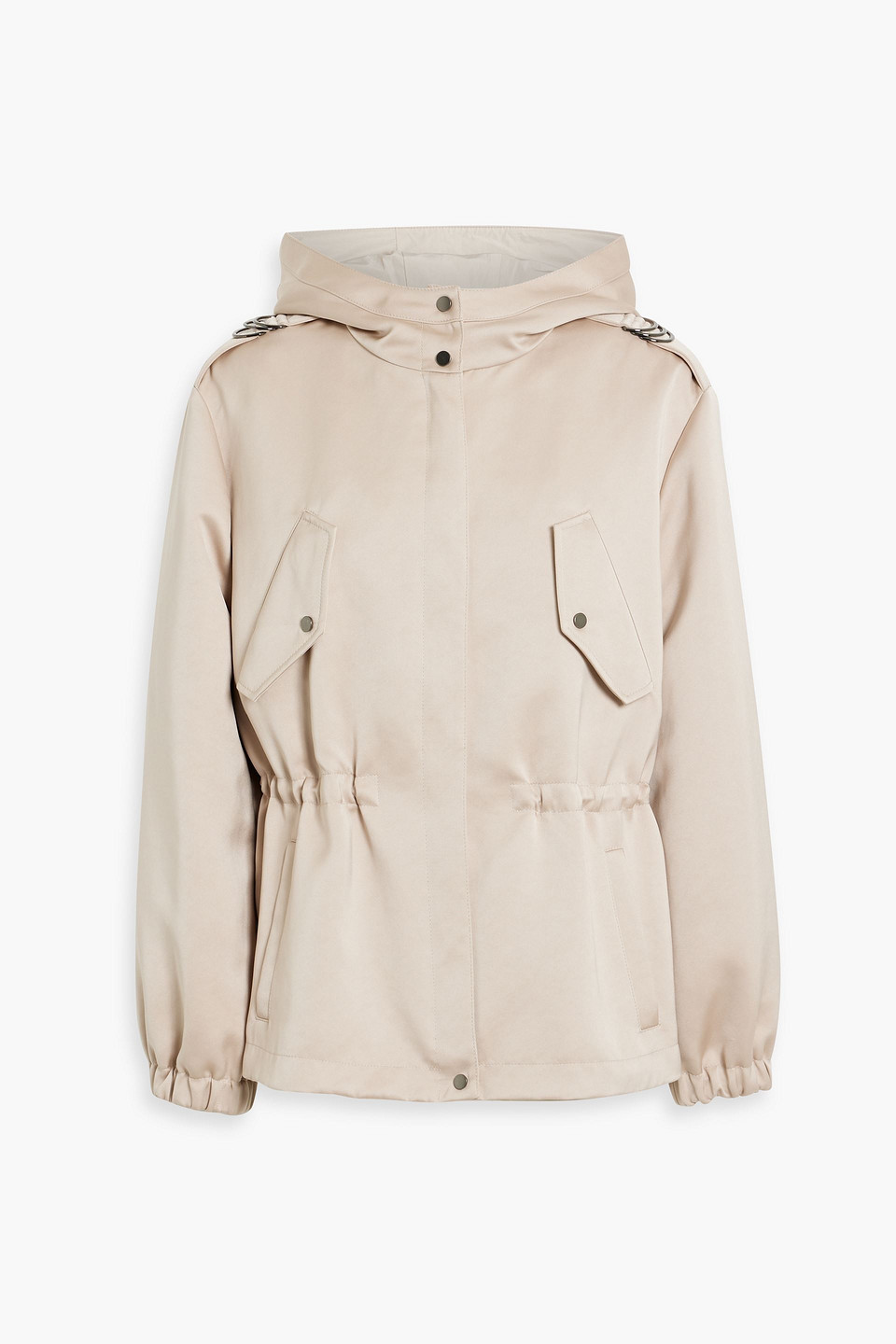 Brunello Cucinelli Shell Hooded Jacket In Beige