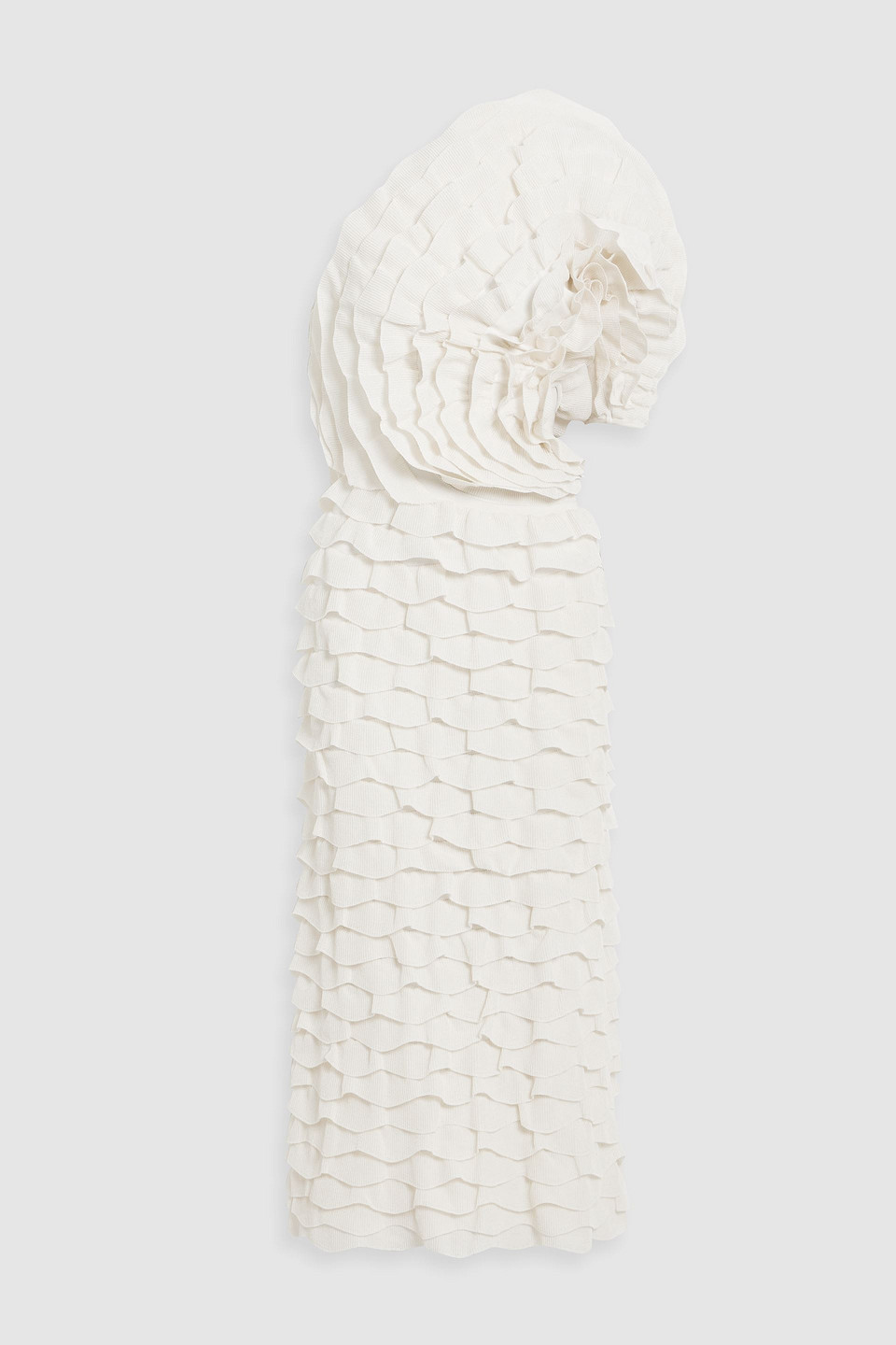 Chloé One-shoulder Cutout Ruffled Silk-blend Gown