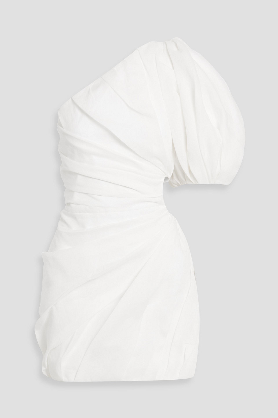 Chloé One-shoulder cutout gathered ramie mini dress