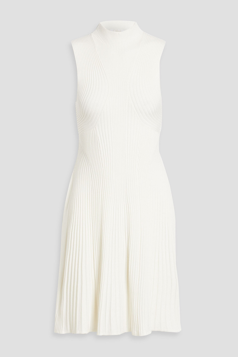Chloé Ribbed Wool-blend Turtleneck Mini Dress In White