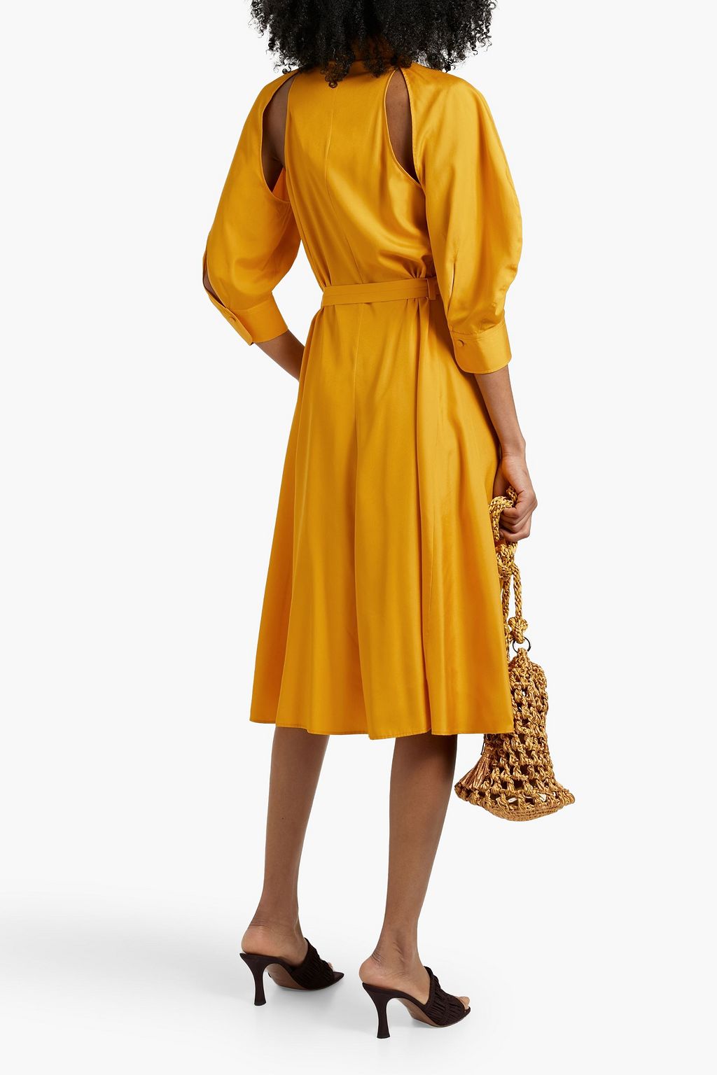 CHLOÉ Belted cutout silk midi shirt dress