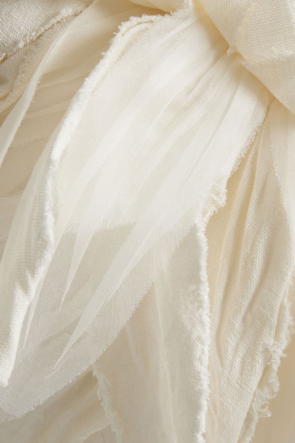 CHLOÉ One-shoulder organza-trimmed linen maxi dress