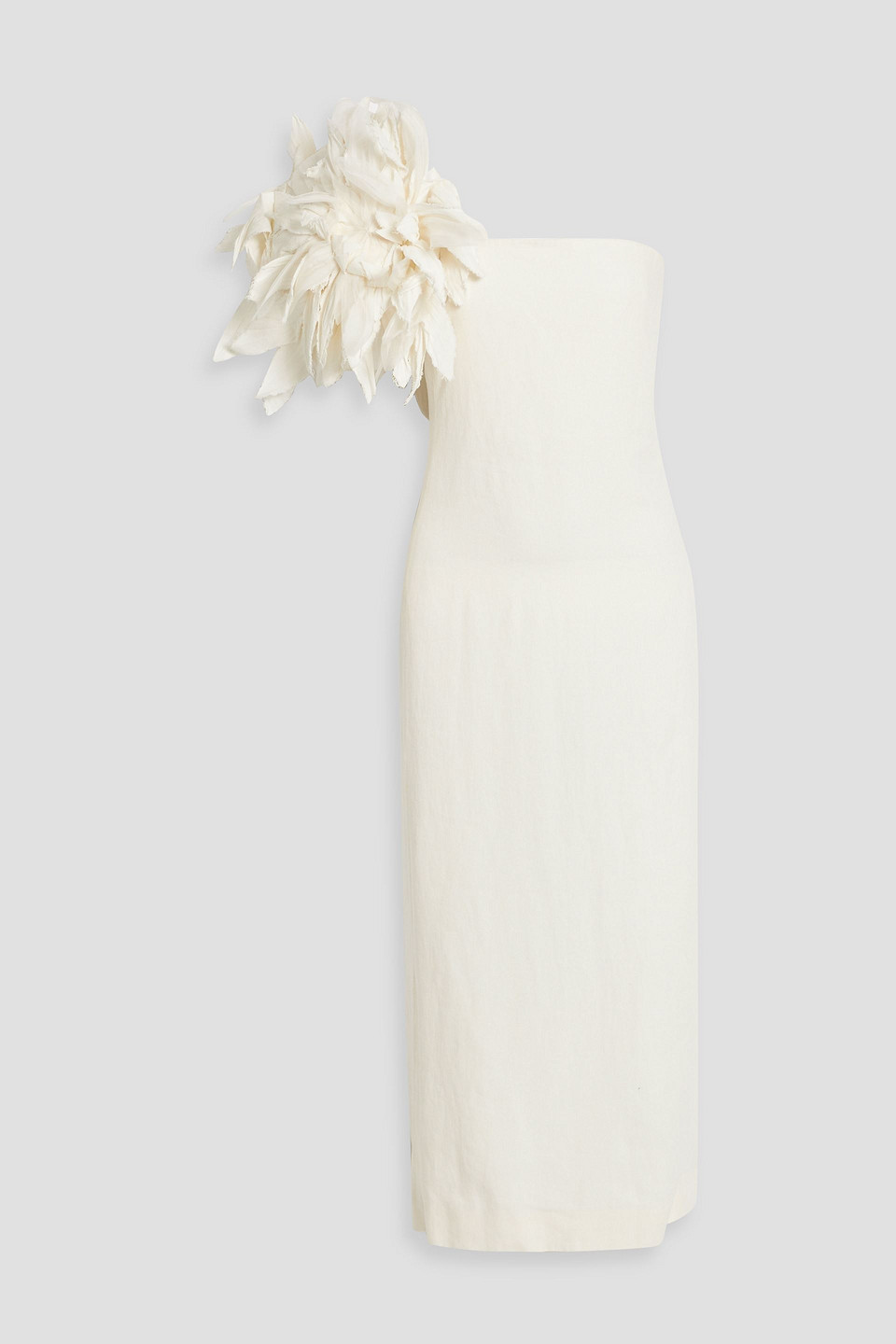 Chloé One-shoulder organza-trimmed linen maxi dress