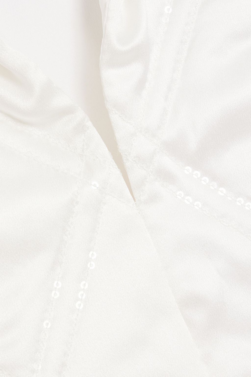 BRUNELLO CUCINELLI Quilted satin-paneled silk crepe de chine top