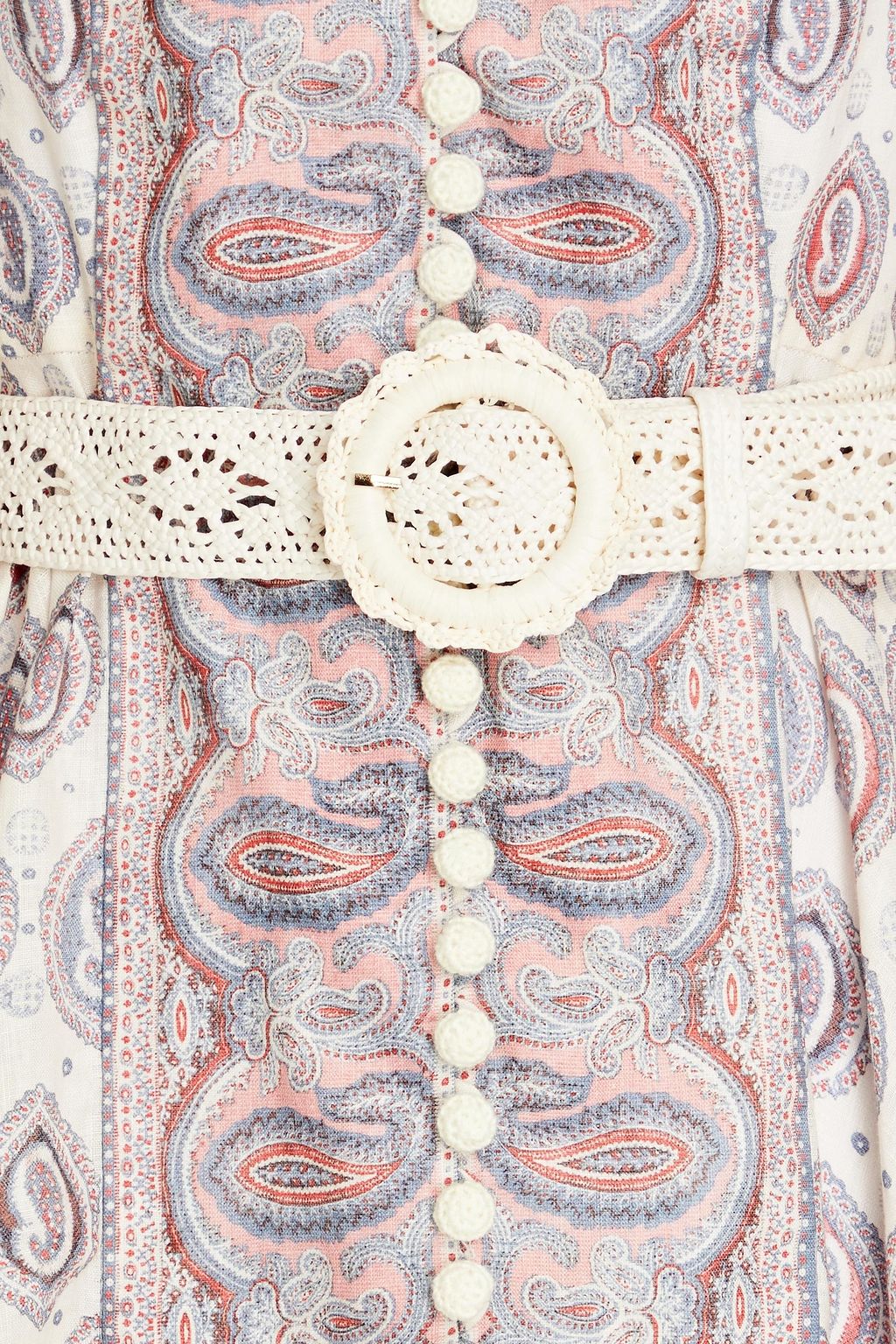 ZIMMERMANN Belted paisley-print linen mini dress